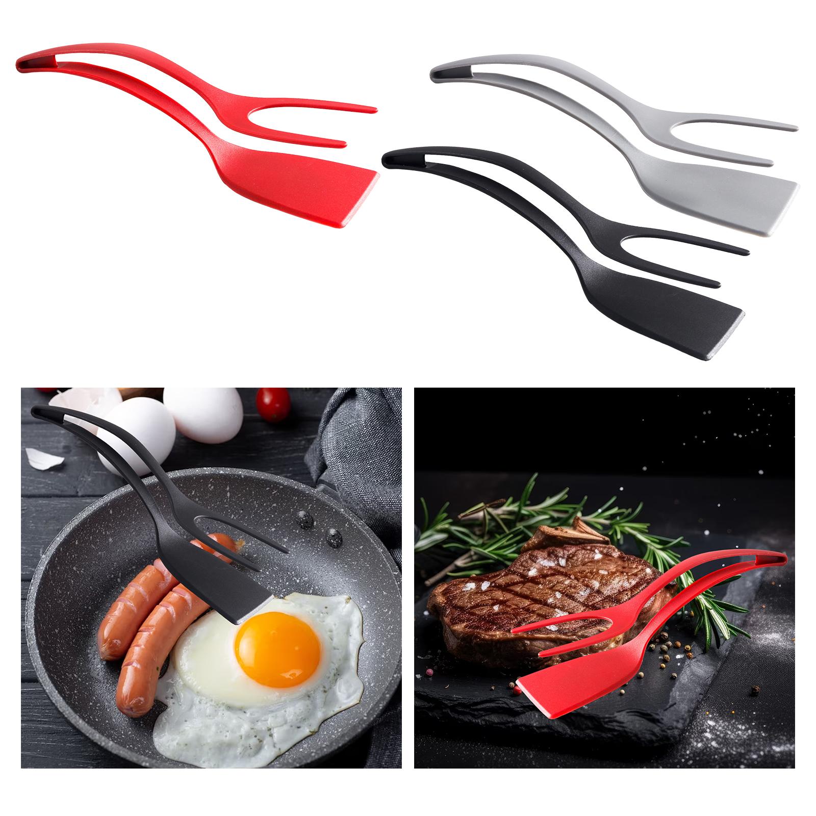 2xFood Clip Cooking Tool Nonstick Fried Egg Turner for Frying Turning Flipping red