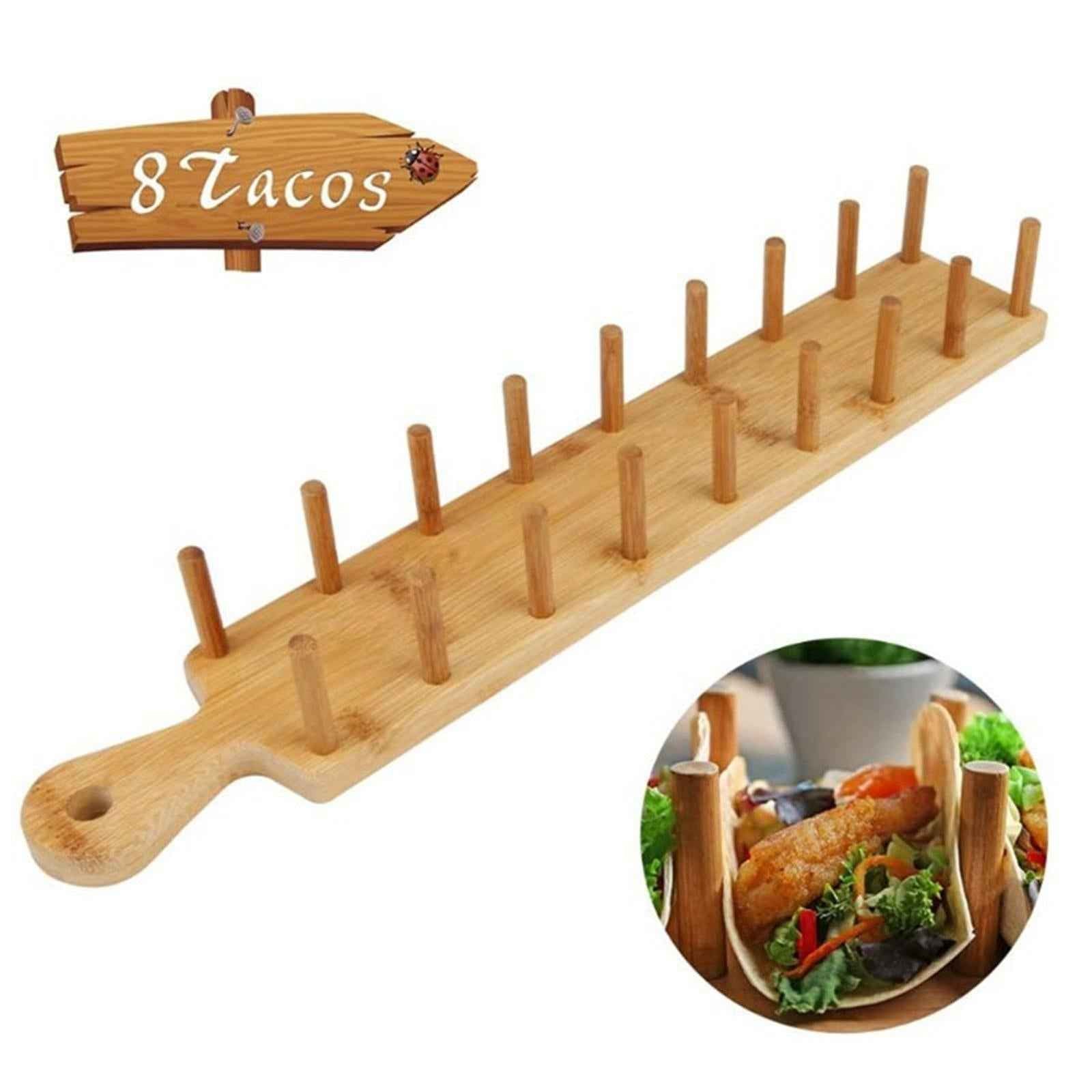Wood Taco Holder Taco Shell Holder Mexican Rolls Pancake Stand Tray for Home
