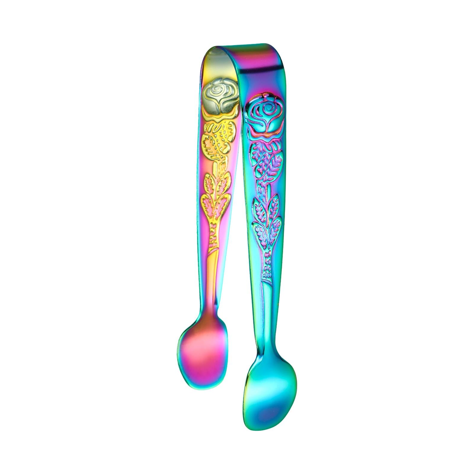 2xStainless Steel Cooking Tongs Food Tongs Kitchen Clamps for Salad Buffet Ice Colorful