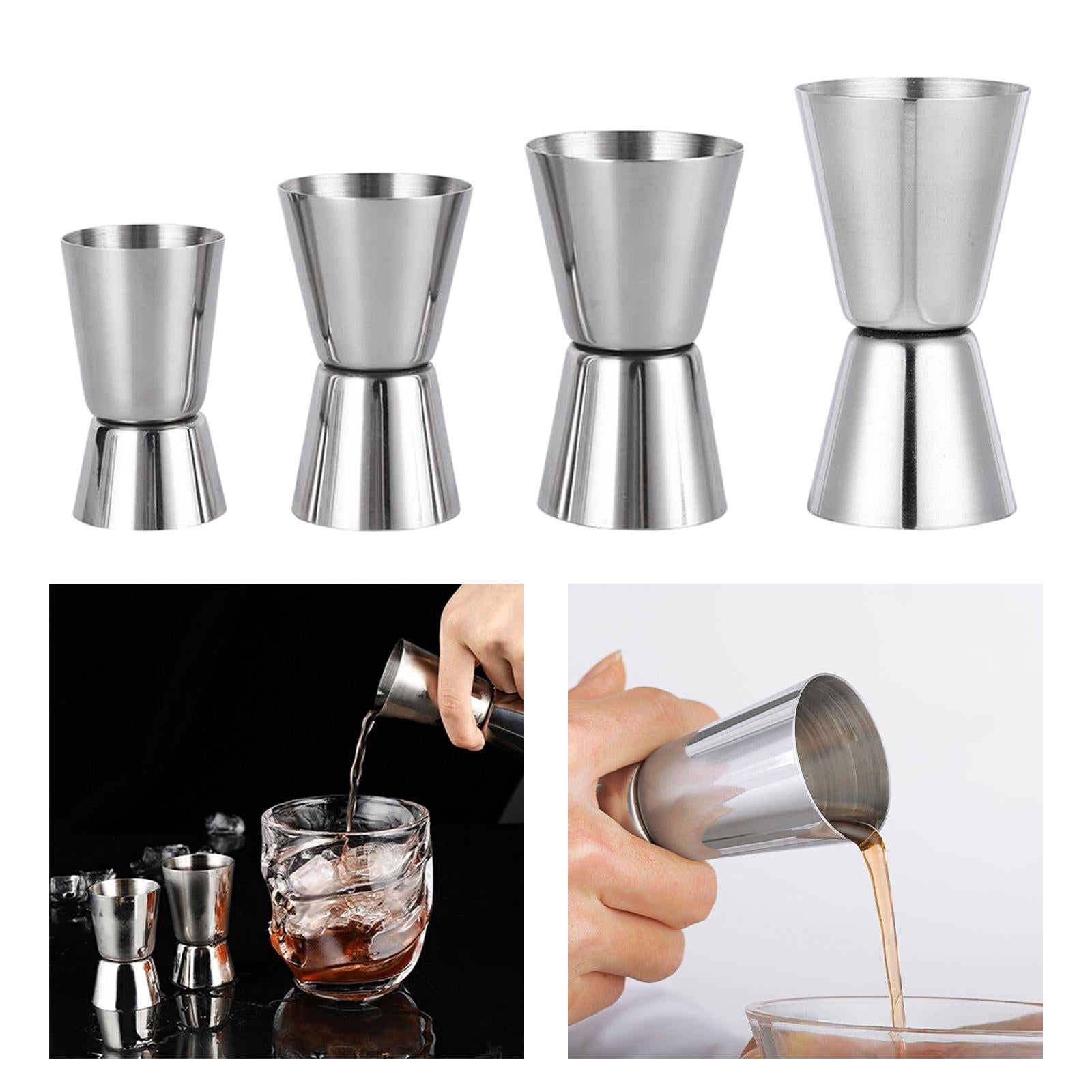 4xStainless Steel Double Head Jigger Wine Measuring Cup for Hotel Household Camping 15ml or 30ml