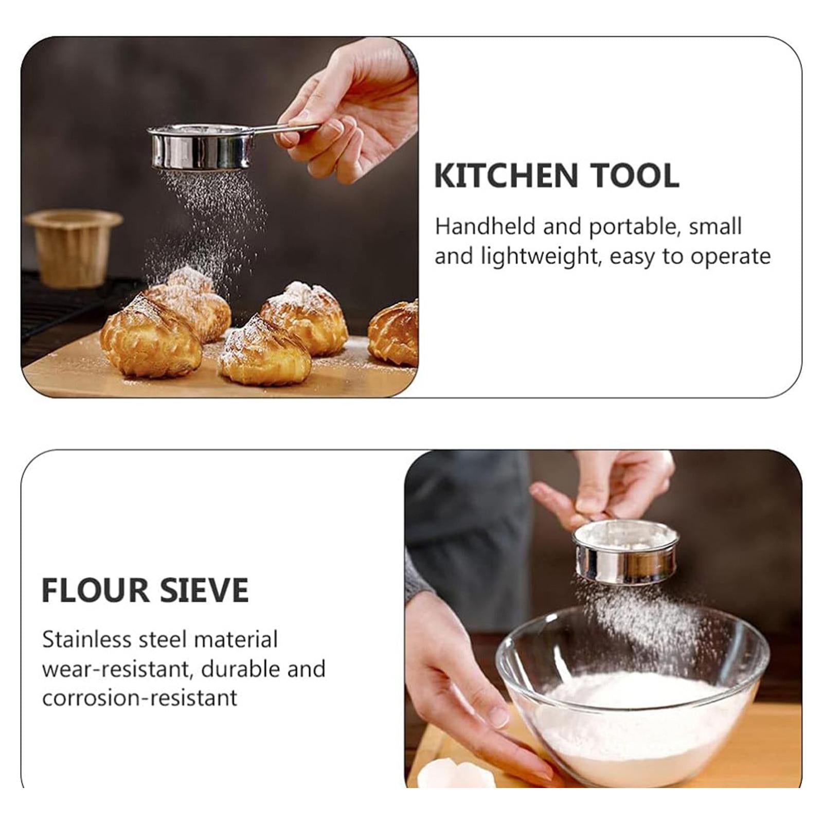 4xMini Flour Sieve Portable Kitchen Tool Small Strainer for Baking