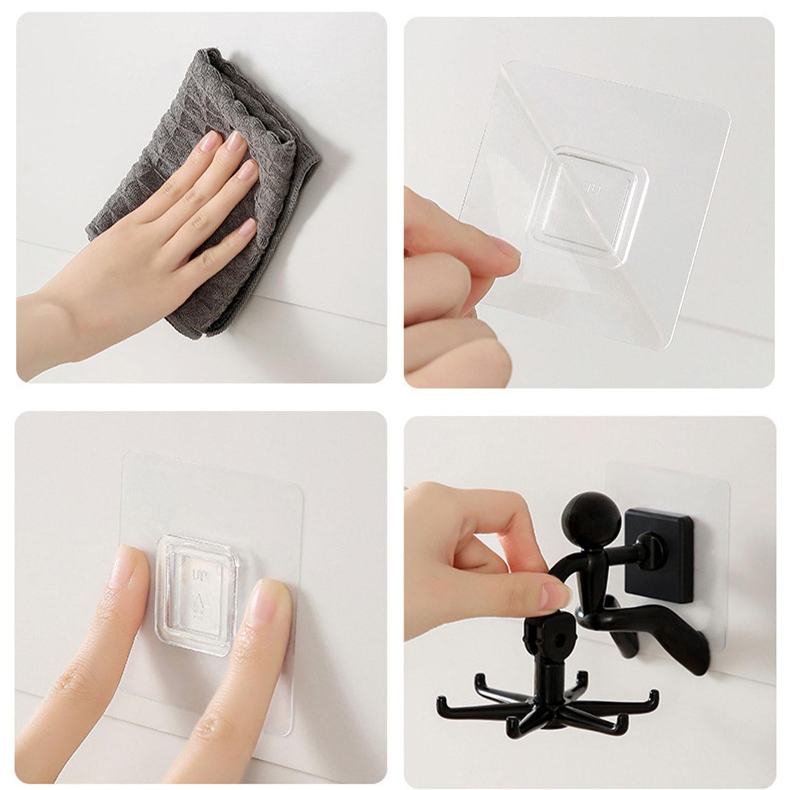 3x360 Degrees Rotating Folding Hook Kitchen Bathroom Wall Mounted with 6 Claws Black