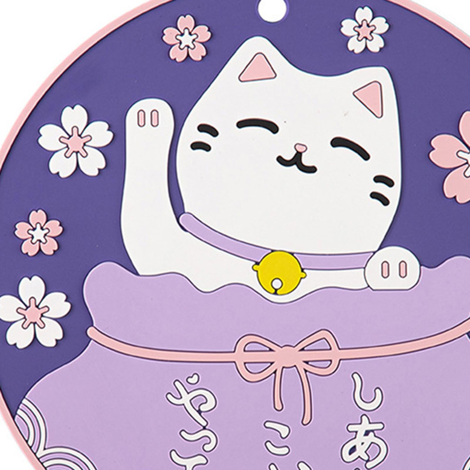 4xCartoon Cat Coaster Decorative Table Mat for Countertop Dining Table Kitchen Purple 16cm