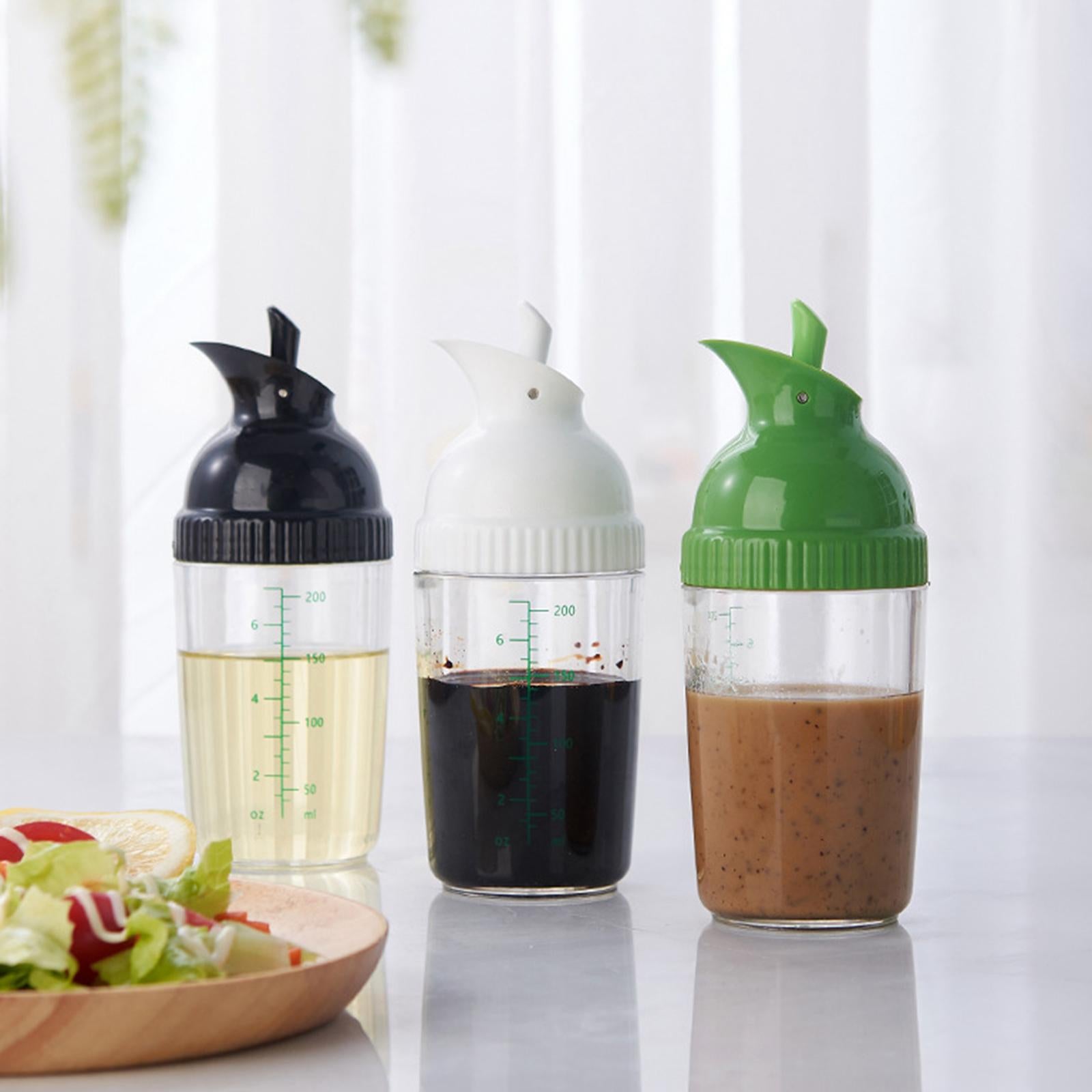 4xSalad Dressing Shaker 200ml Clear Leakproof Salad Shaker Dispenser Household Black
