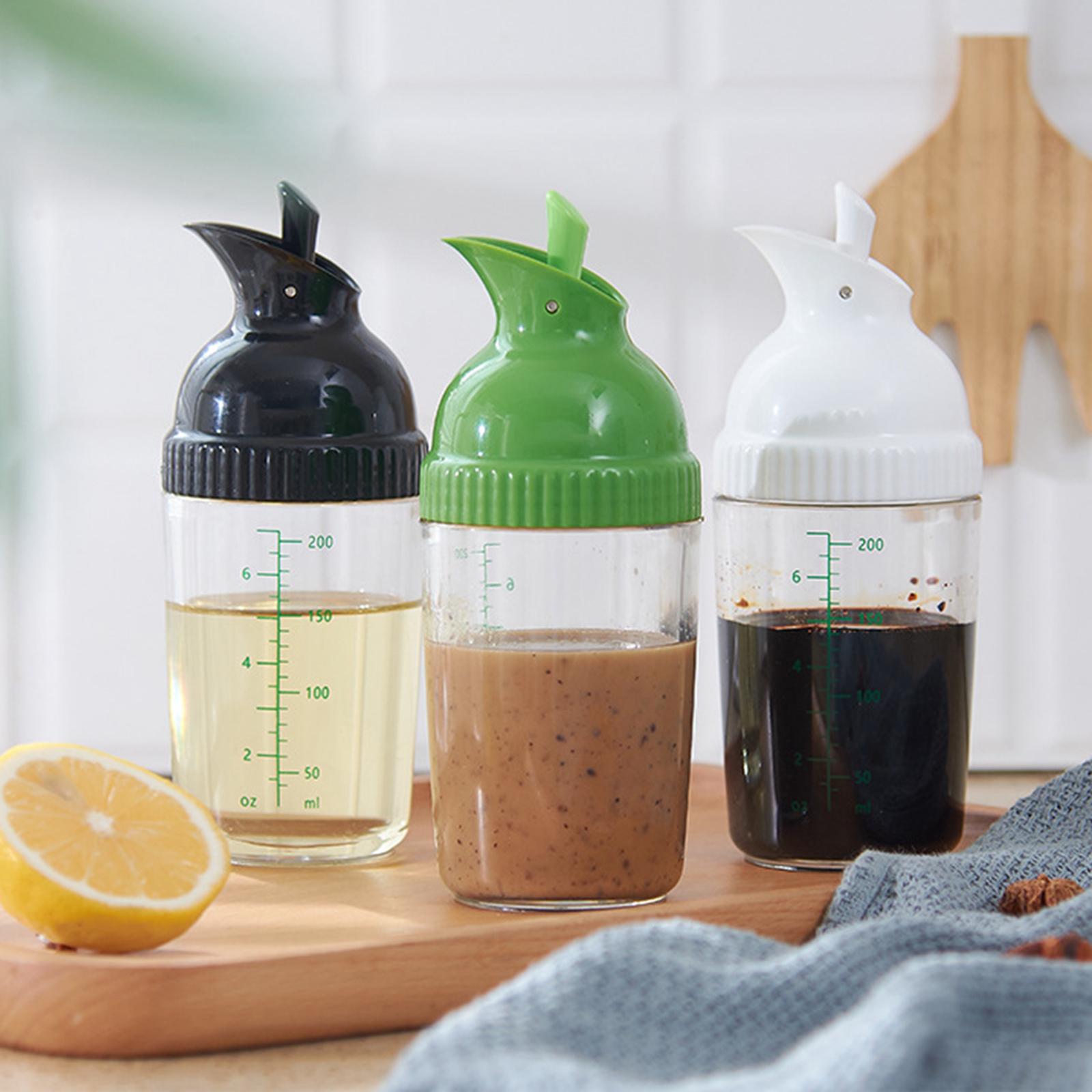 3xSalad Dressing Shaker 200ml Clear Leakproof Salad Shaker Dispenser Household Green
