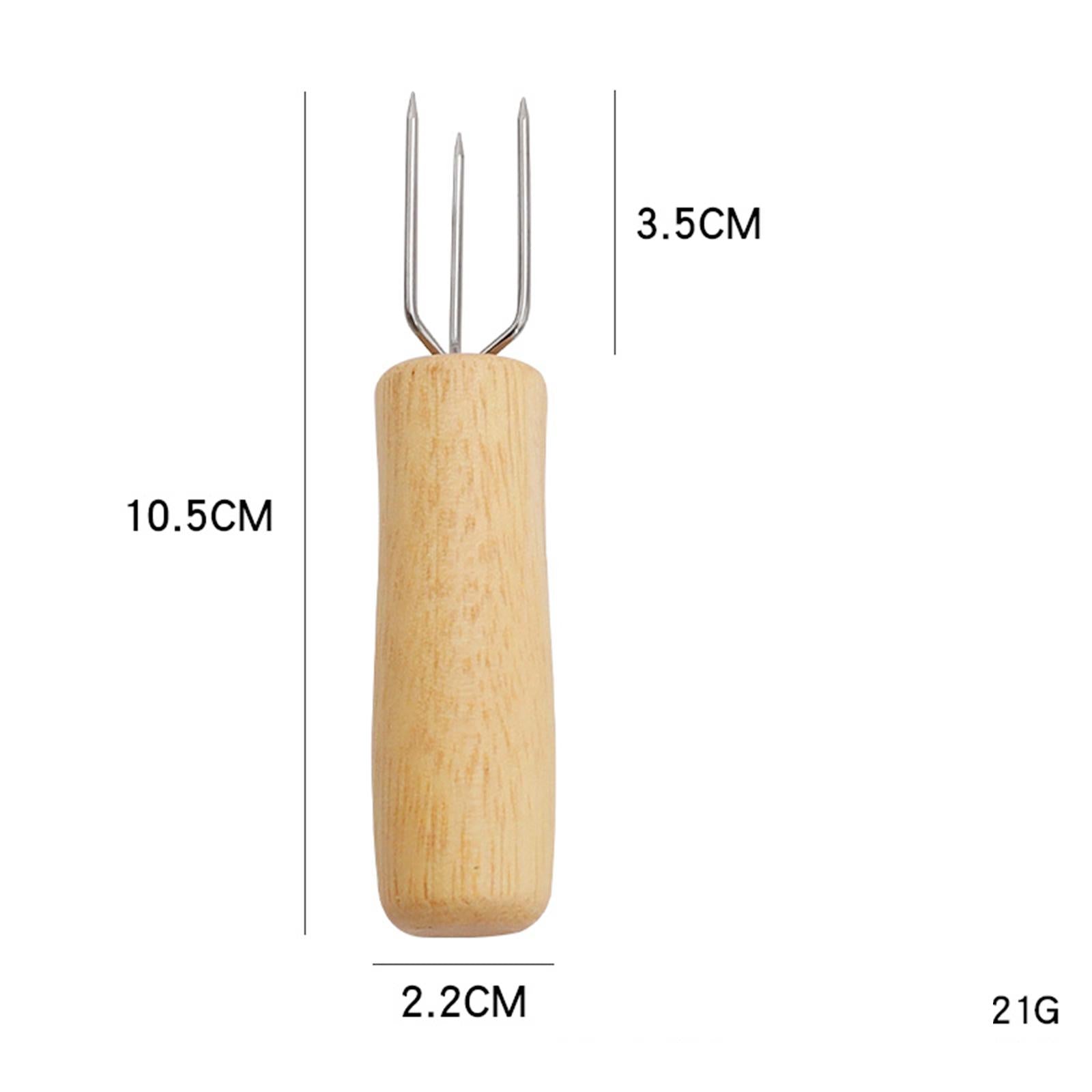 2xCorn Holder BBQ Cooking with Wood Handle Fruit Forks Corn on The COB Holder Oak Handle