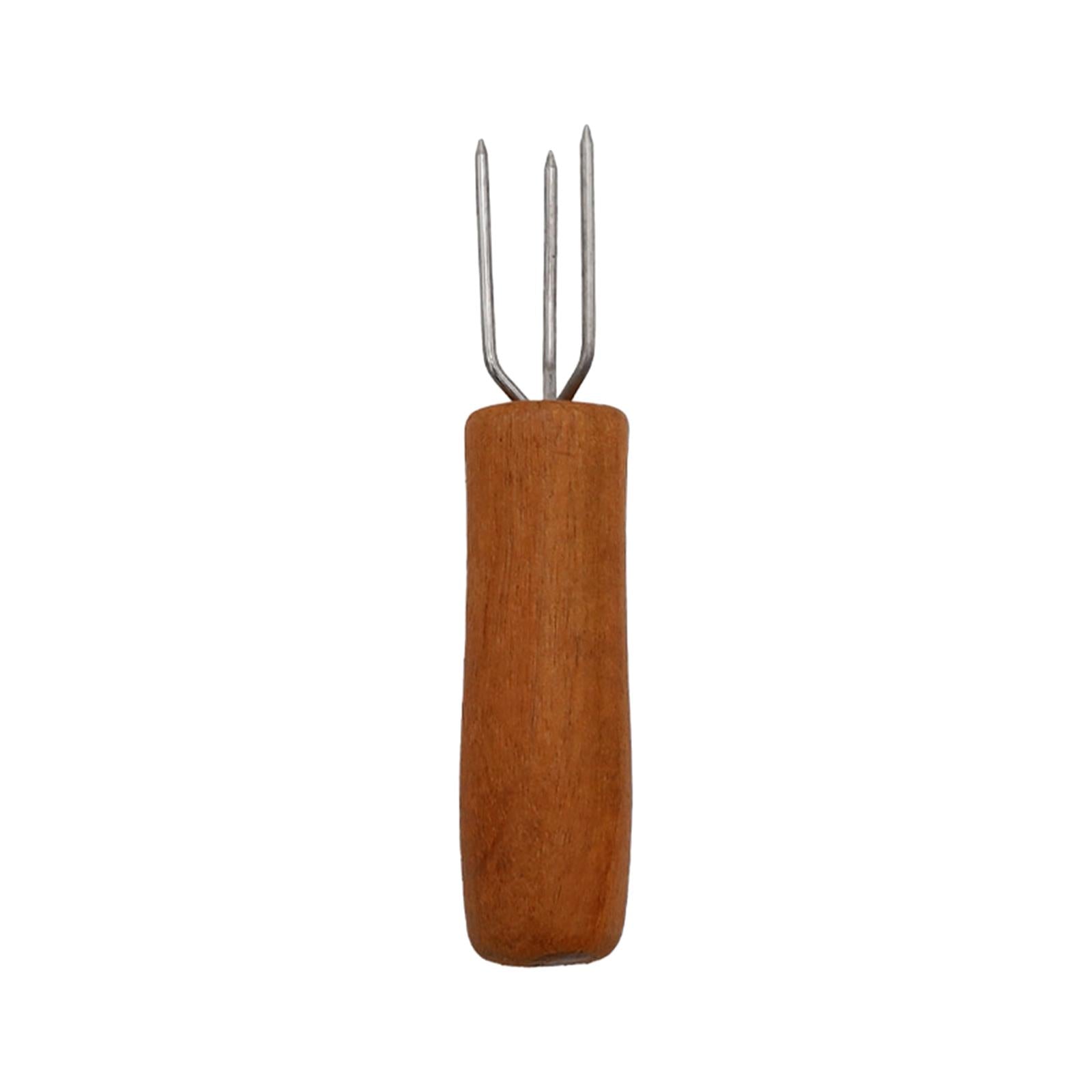 4xCorn Holder BBQ Cooking with Wood Handle Fruit Forks Corn on The COB Holder Weedtree Handle