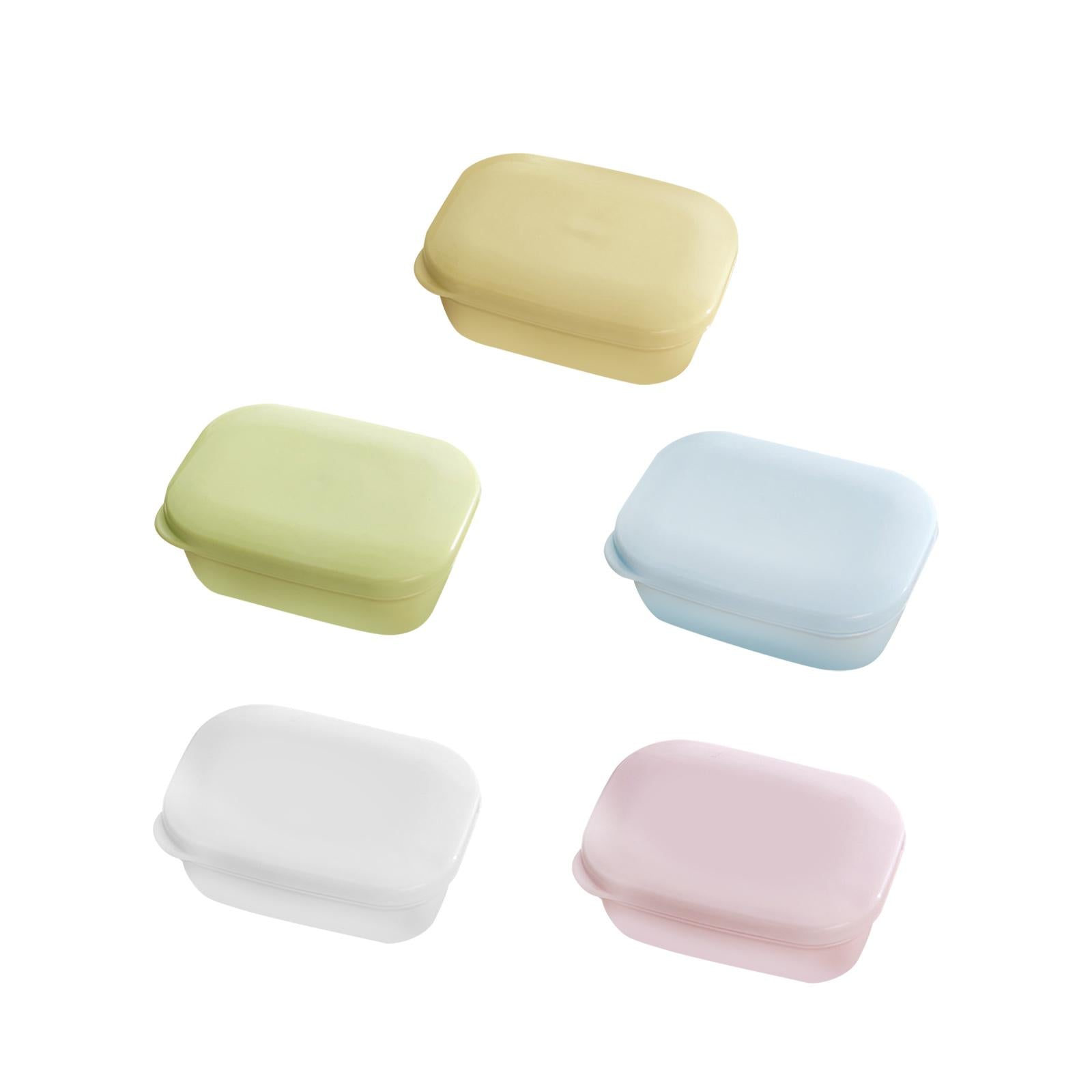 3xDetachable Soap Holder with Lid with Removable Draining Tray for Camping Gym Yellow
