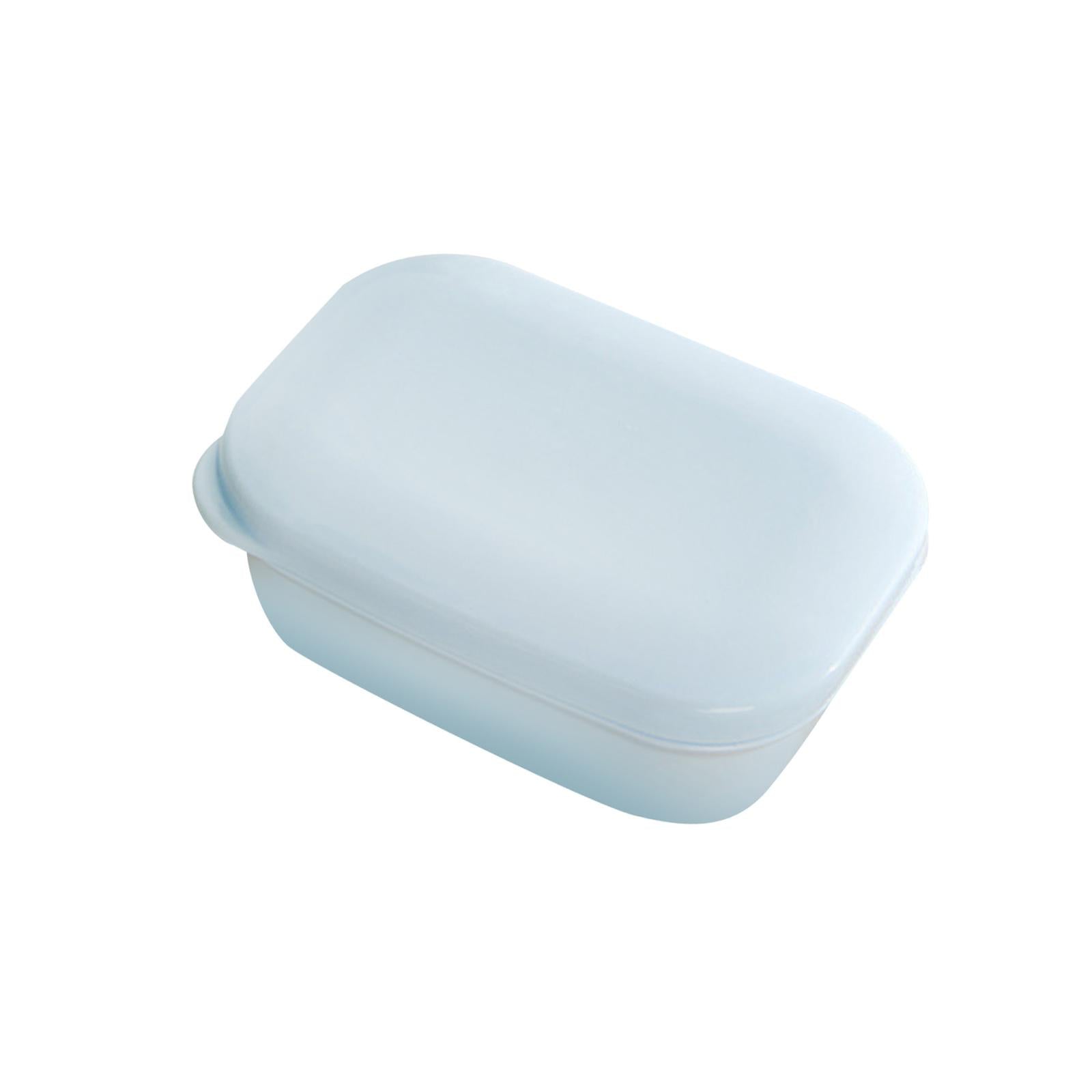 4xDetachable Soap Holder with Lid with Removable Draining Tray for Camping Gym Blue