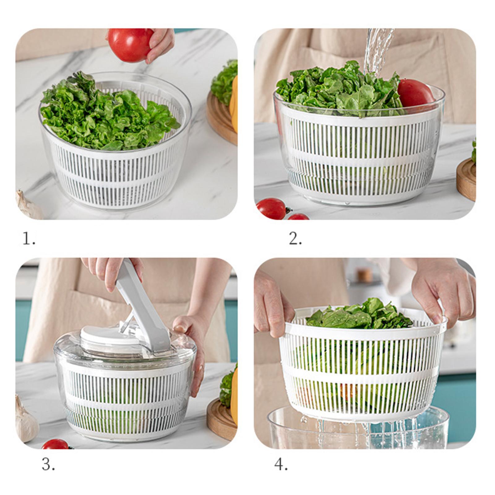 2xVegetable Washer Dryer Lettuce Strainer Dryer for Salad Preparation Draining White