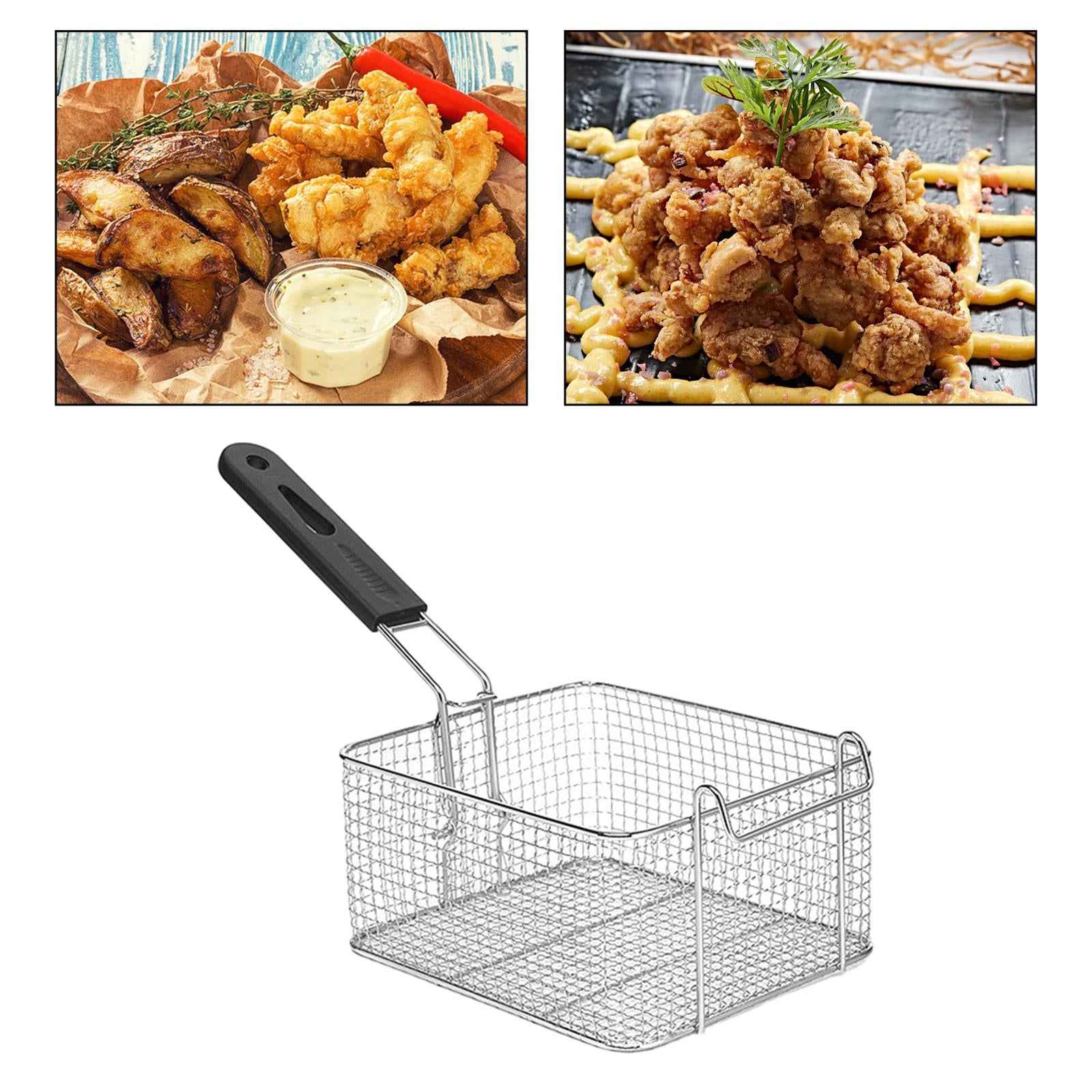 Fryer Basket with Handle Frying Serving Basket for Barbecue Chips Restaurant 19.7cmx17cmx10cm