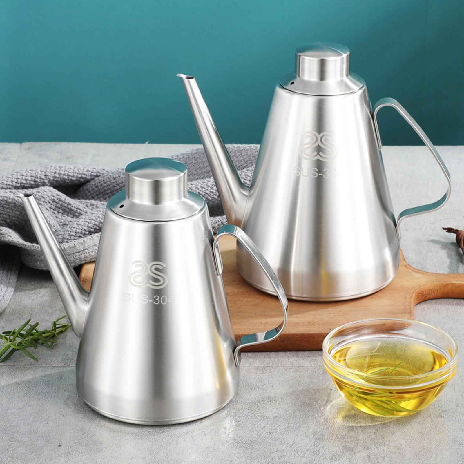 Stainless Steel Oil Dispenser Eay to Clean Oil Can for Salad Cooking Camping 500ml