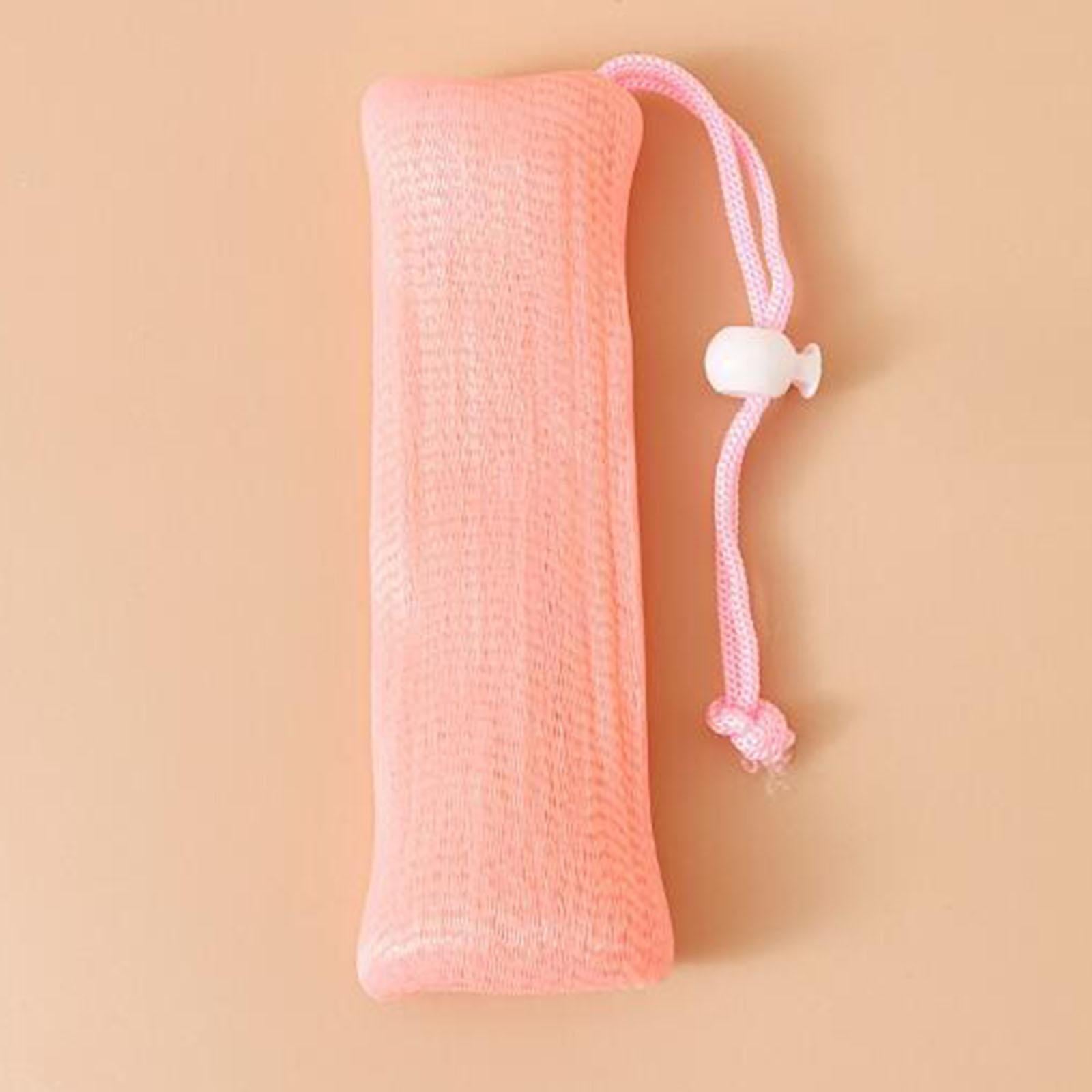 4xSoap Saver Pouch with Drawstring Exfoliator Body Scrubber Soap Pocket Holder Pink
