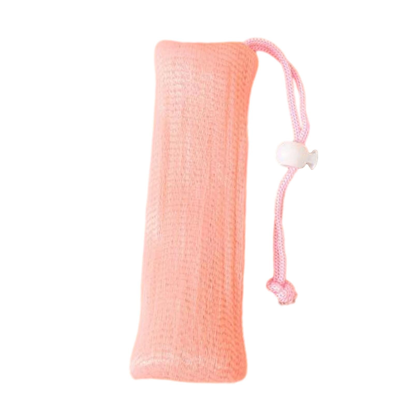 4xSoap Saver Pouch with Drawstring Exfoliator Body Scrubber Soap Pocket Holder Pink