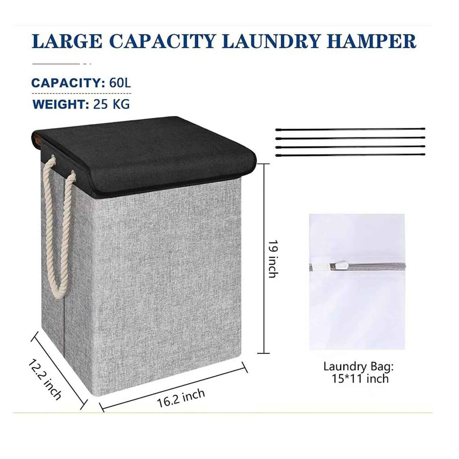 Dirty Laundry Basket with Handle Washing Basket for Closets Travel Organizer Deep gray