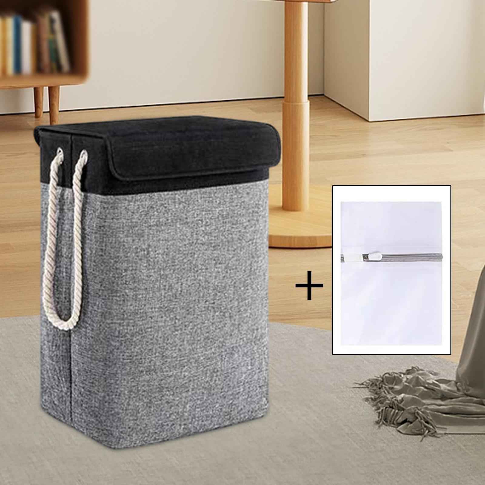 Dirty Laundry Basket with Handle Washing Basket for Closets Travel Organizer Deep gray