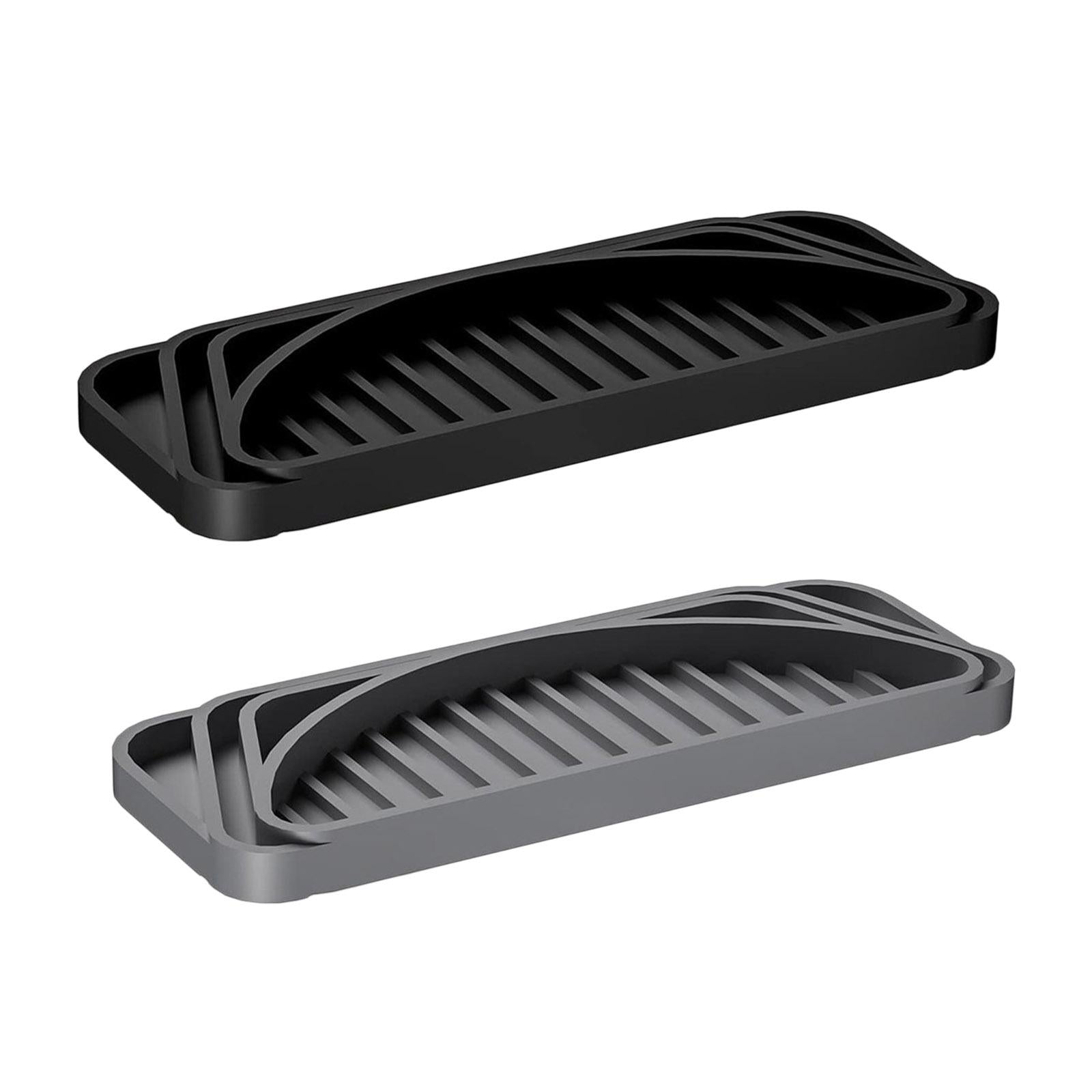 2xRefrigerator Water Drip Tray Silicone for Water Dispenser Fridge Ice Machine black