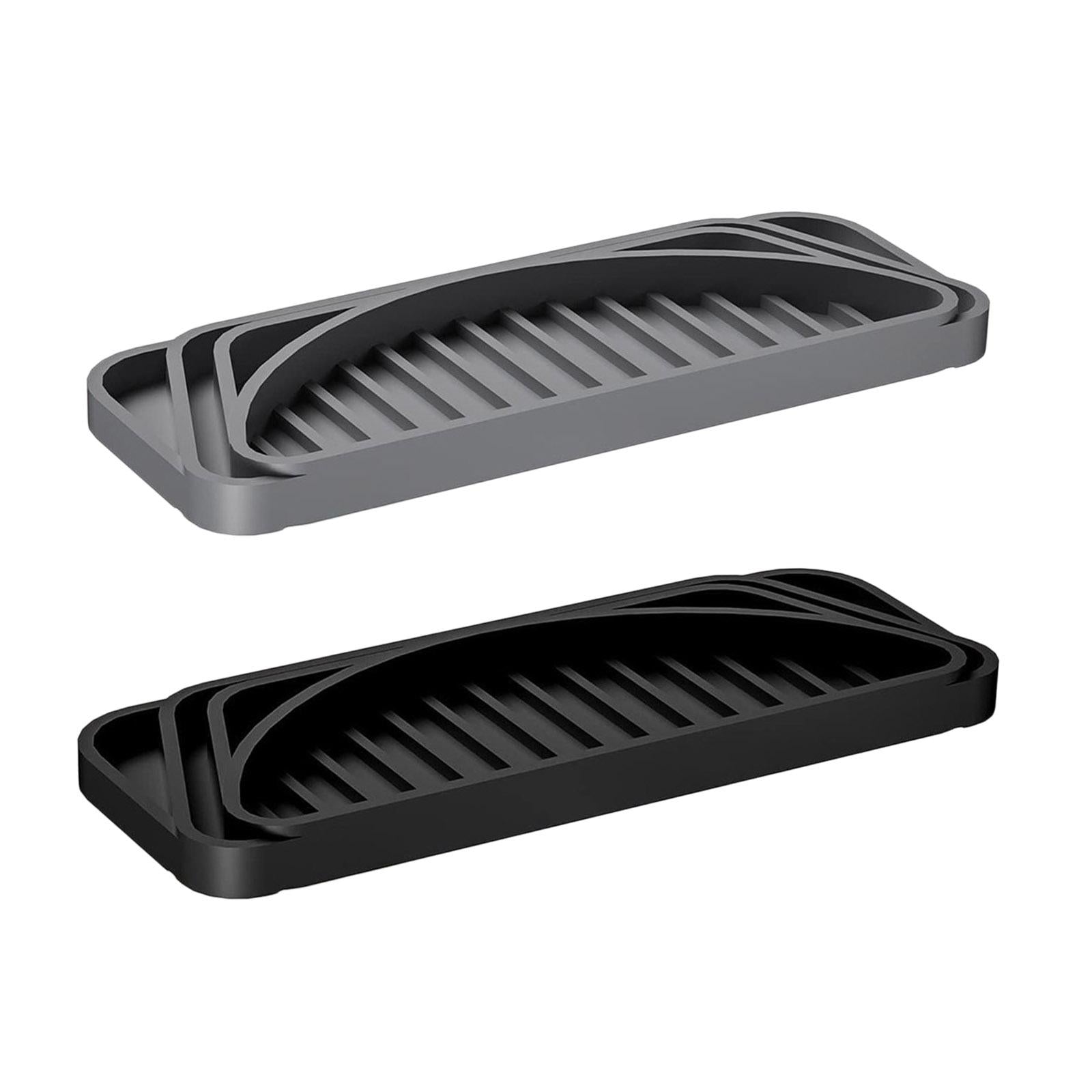 2xRefrigerator Water Drip Tray Silicone for Water Dispenser Fridge Ice Machine black