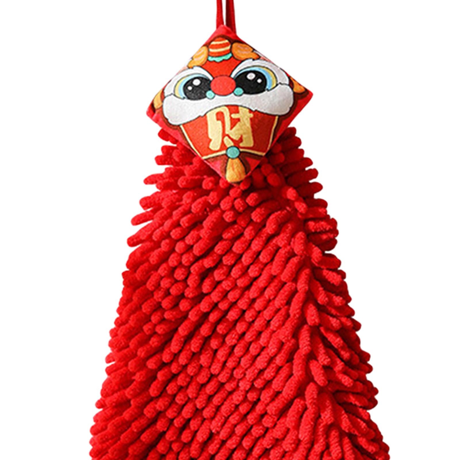 3xDragon Year Hanging Hand Towel Bath Towel 2024 Chenille Absorbent Soft Towel Style B
