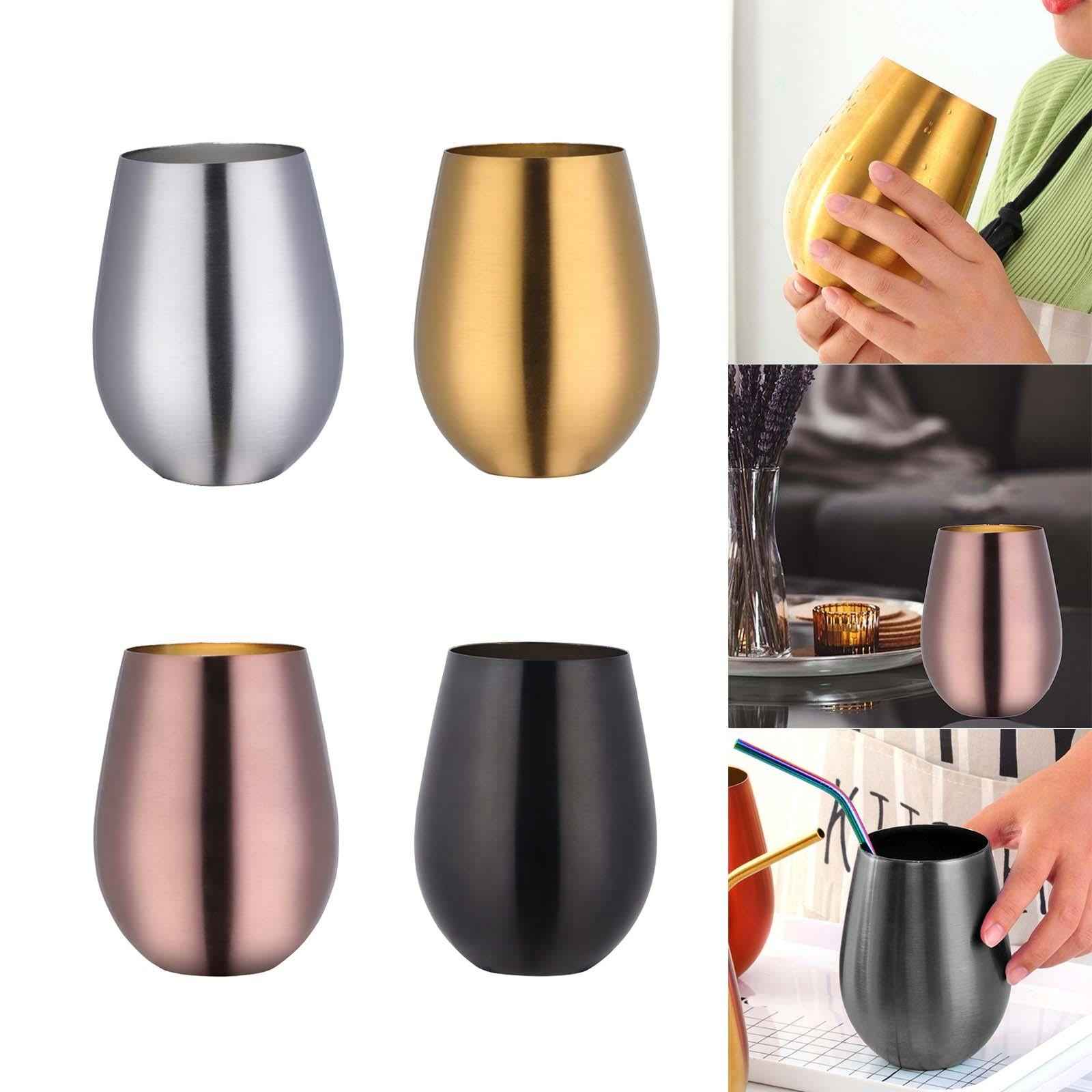 Stainless Steel Beer Mug Stemless Cocktail Mug for Bar Drinkware Home Hiking Silver