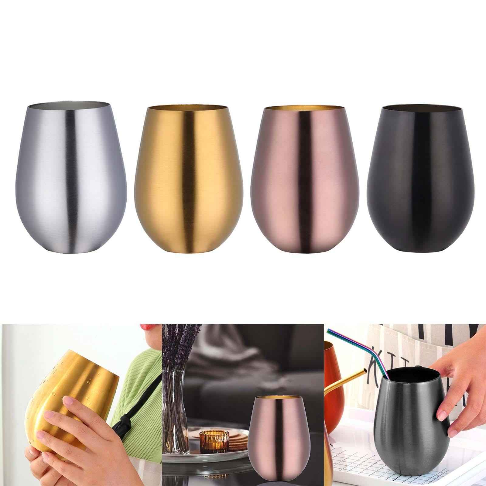Stainless Steel Beer Mug Stemless Cocktail Mug for Bar Drinkware Home Hiking Silver