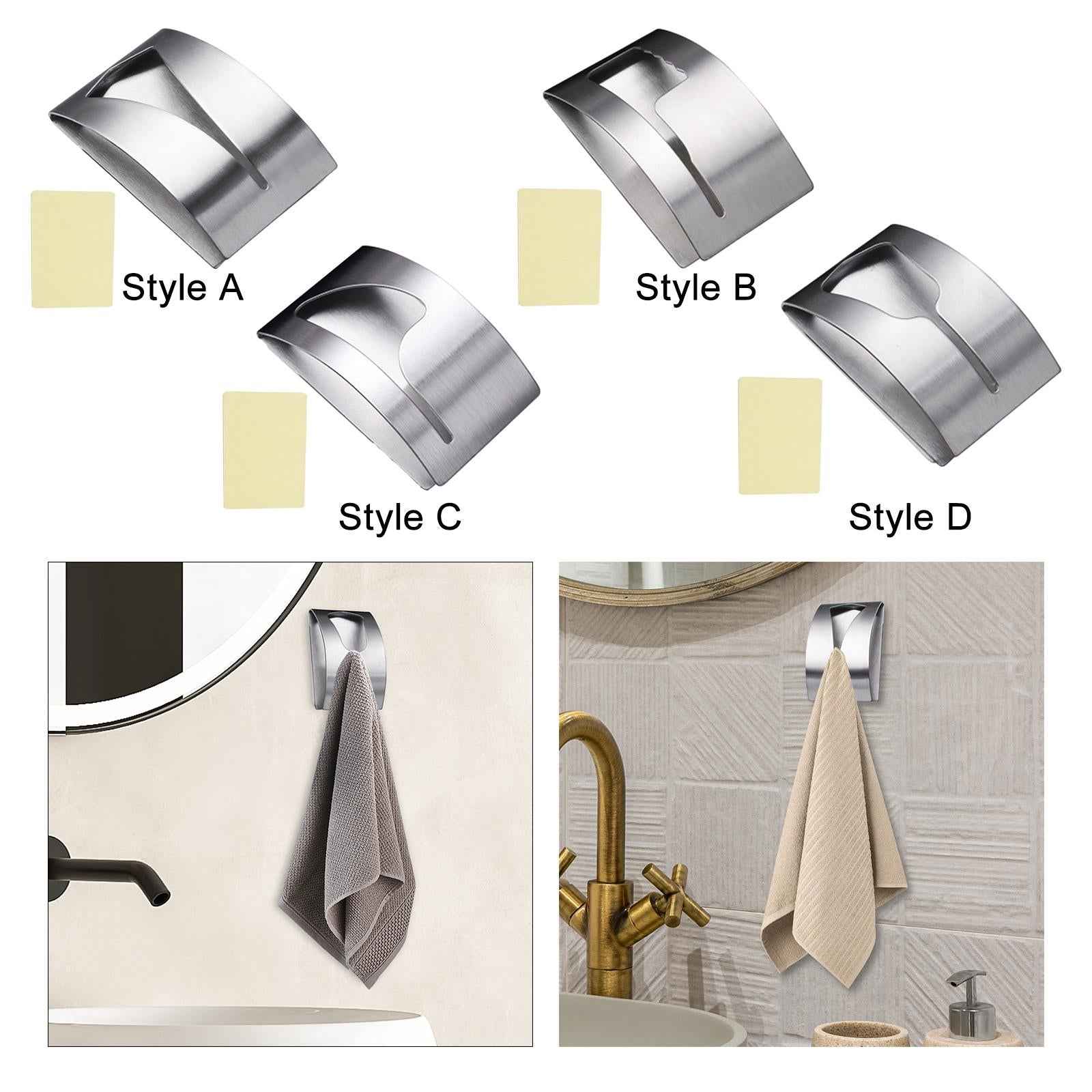 Towel Hook Stainless Steel Rustproof Organizer Grabber for Bathroom Wardrobe Style A