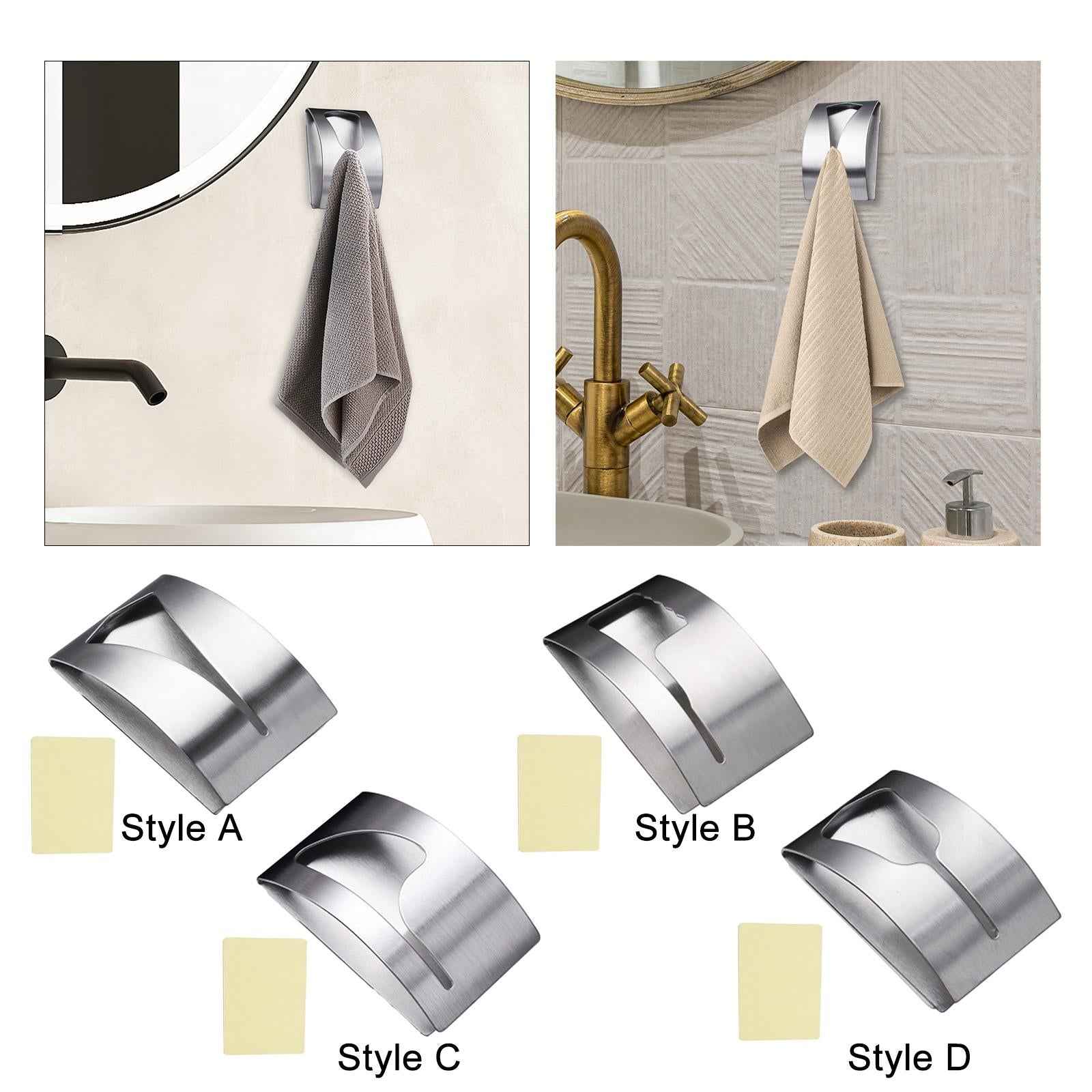 Towel Hook Stainless Steel Rustproof Organizer Grabber for Bathroom Wardrobe Style A