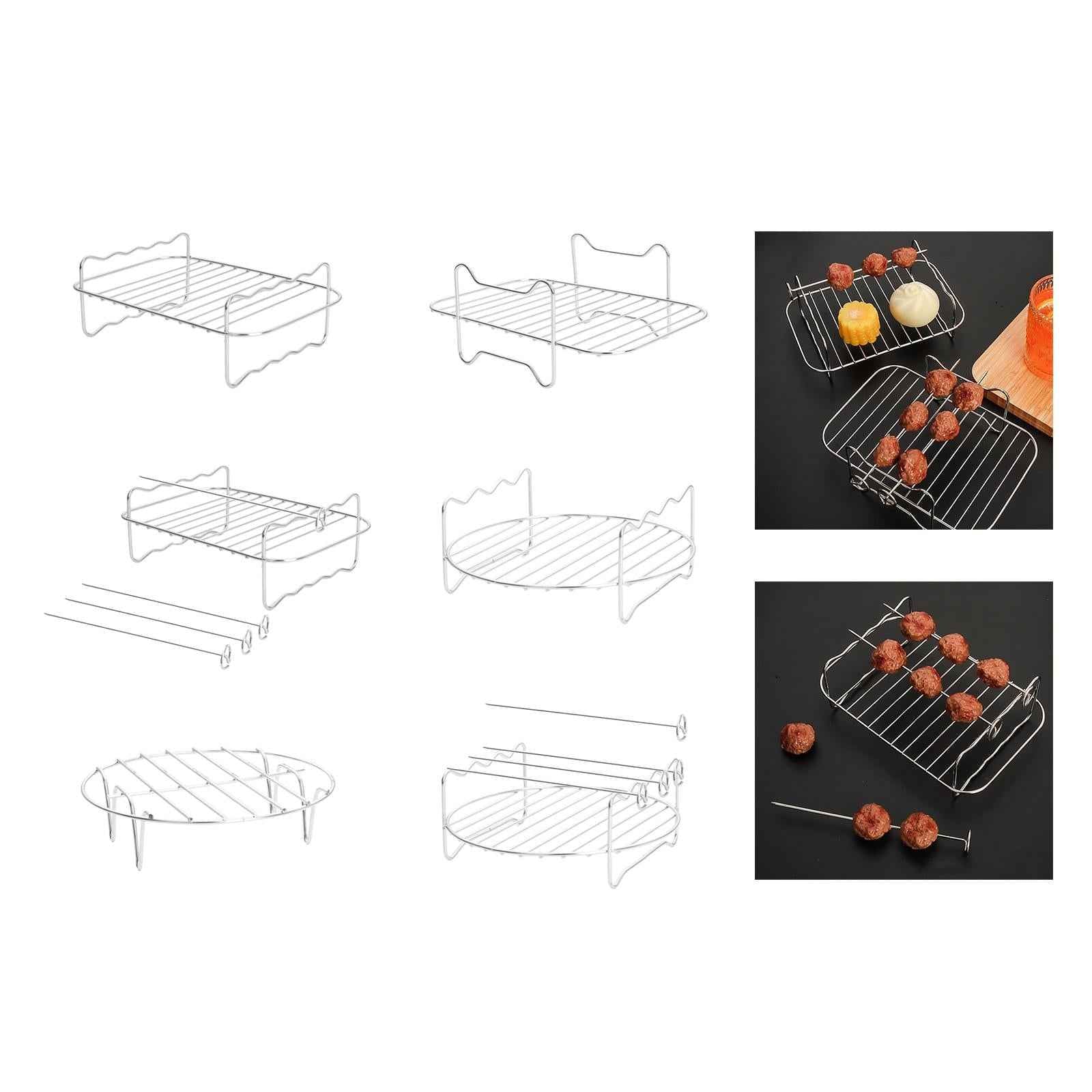 Air Fryer Stand Metal Air Fryer Accessories for Vegetables Cookies Breakfast Rectangular Grill