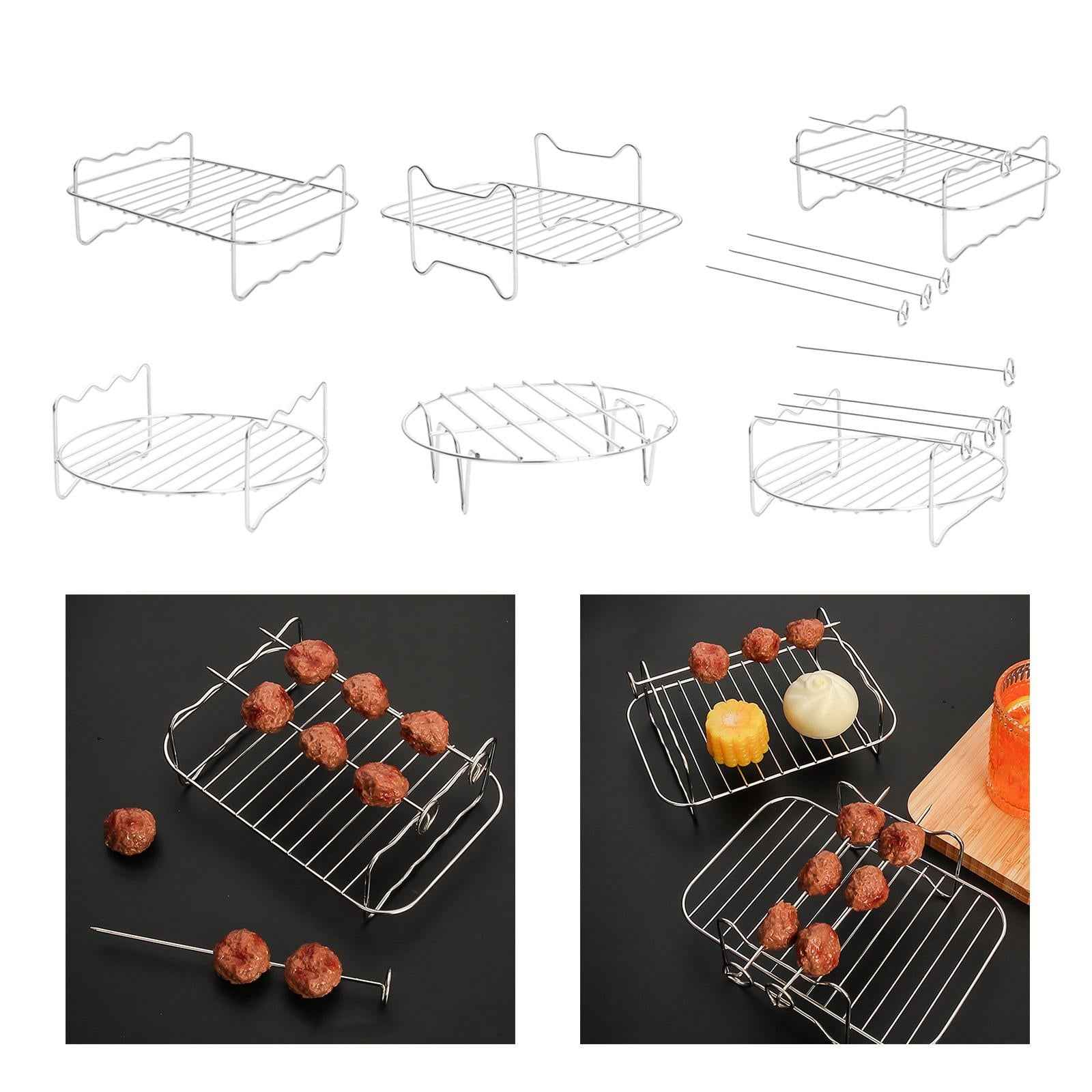 Air Fryer Stand Metal Air Fryer Accessories for Vegetables Cookies Breakfast Rectangular Grill
