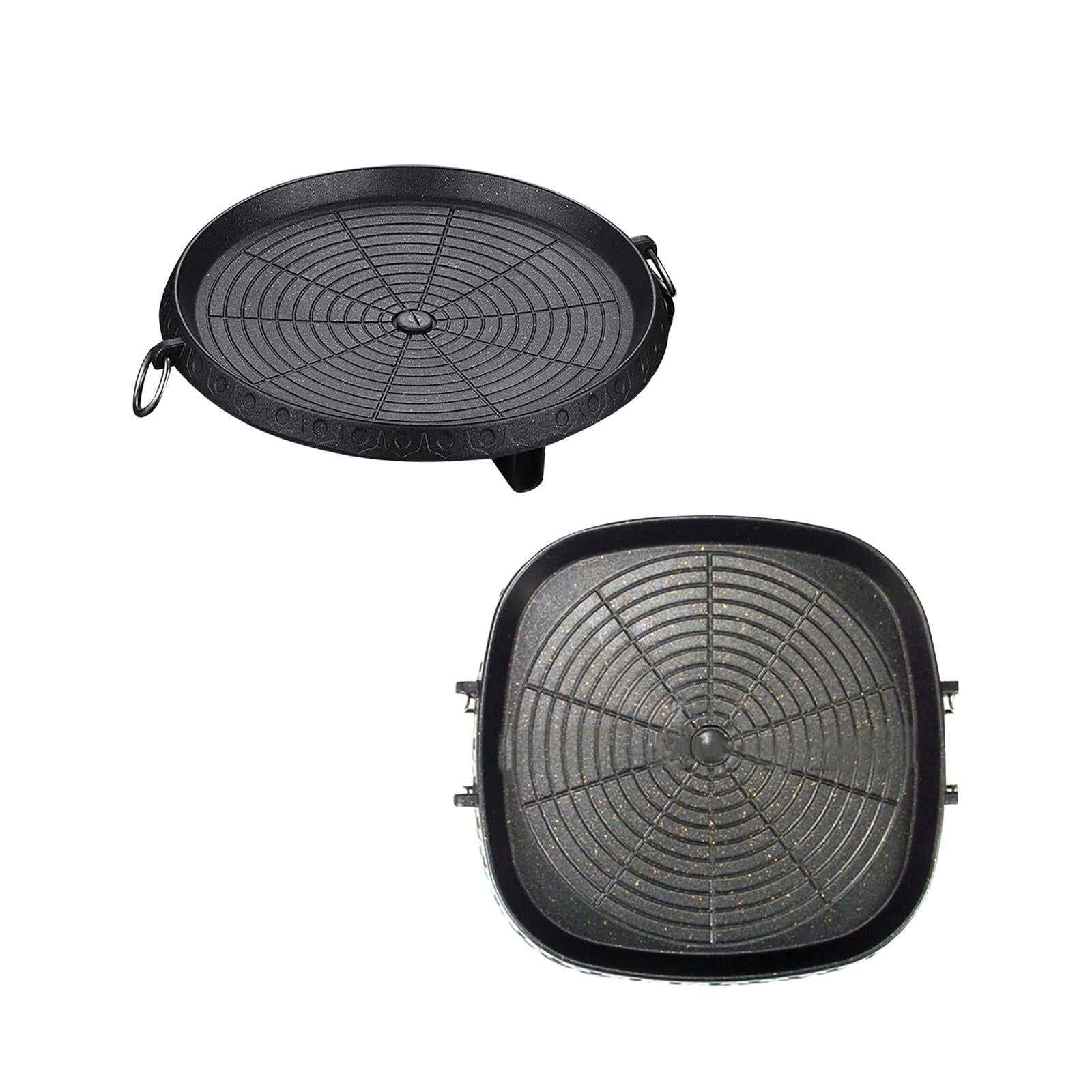 Korean Grilling Pan Kitchen Tool BBQ Plate for Garden Home Barbecue Campfire Round