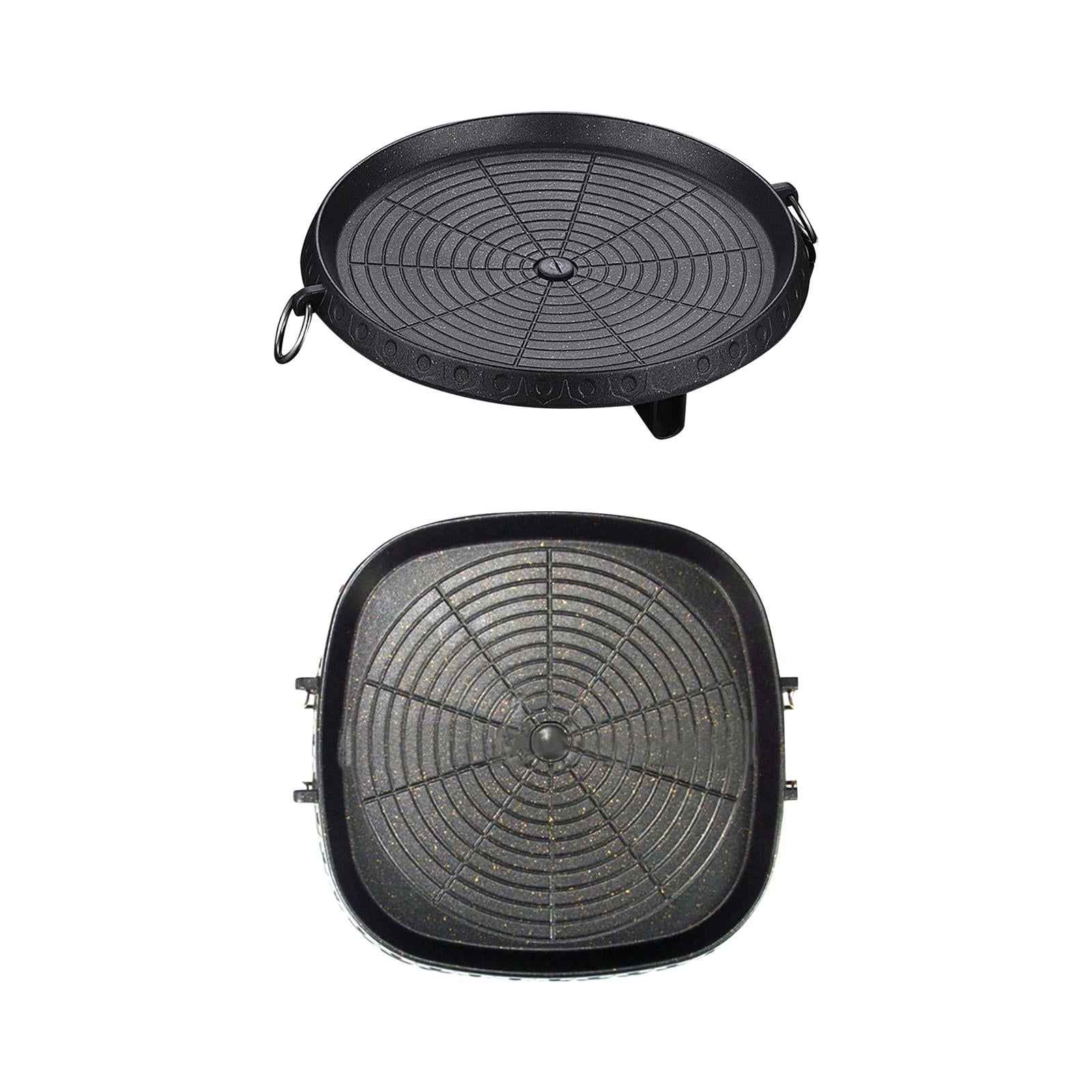 Korean Grilling Pan Kitchen Tool BBQ Plate for Garden Home Barbecue Campfire Round