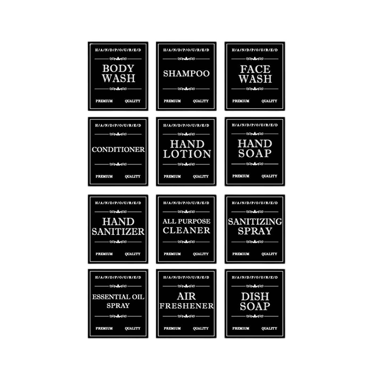 12x Soap Labels for Bottles Kitchen Cleaning Labels for Bathroom Accessories