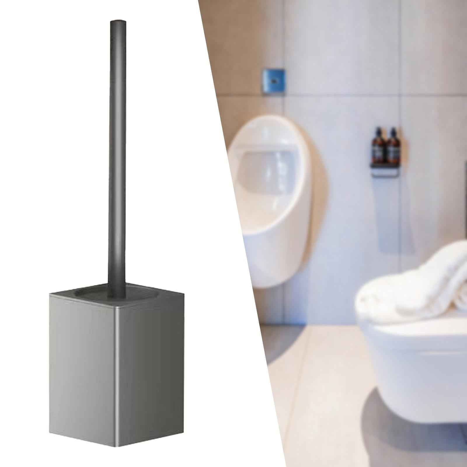Toilet Bowl Brush Holder Set Long Handle Cleaning Tool for Restroom Bathroom Grey