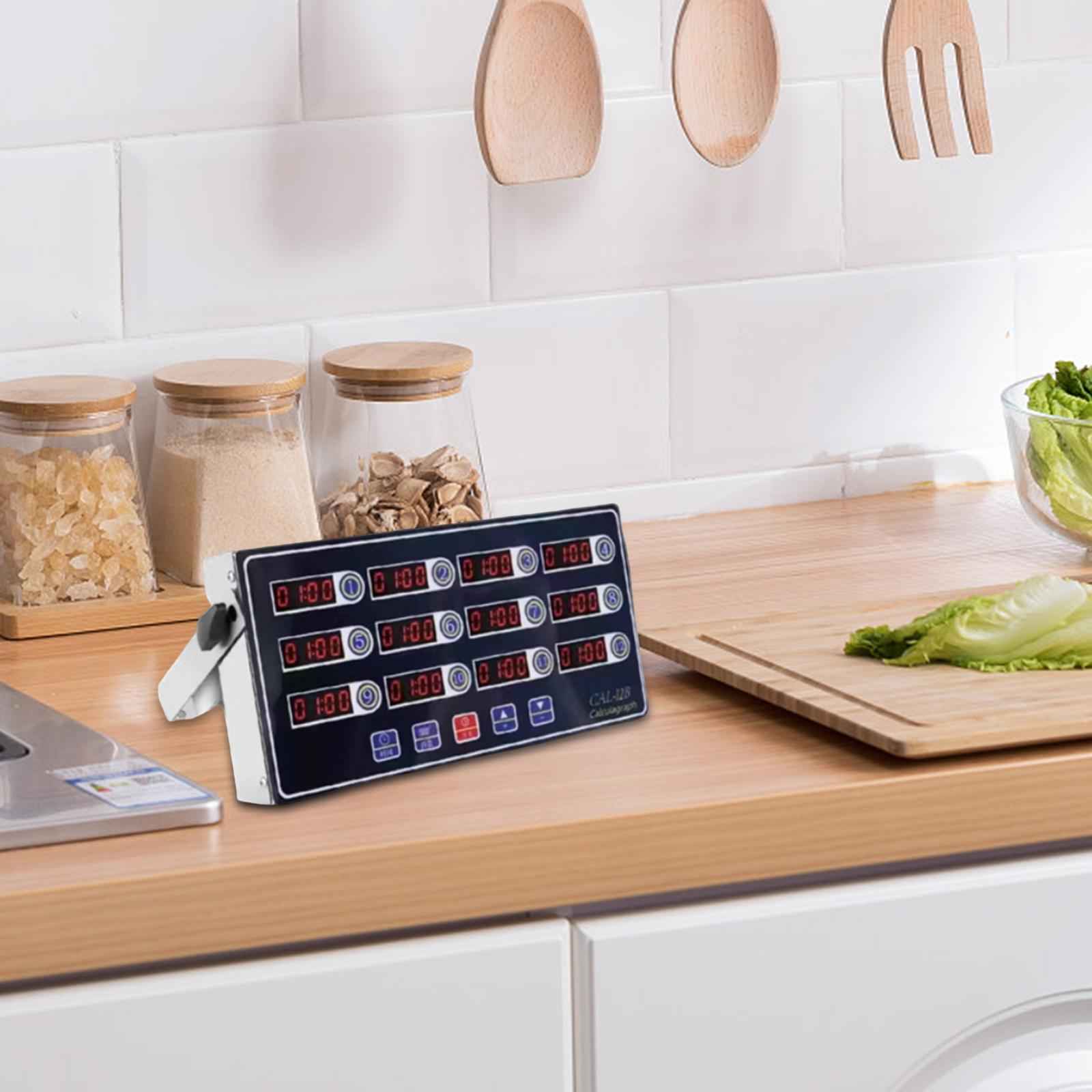 Digital Kitchen Timer LED Display Commercial Fryer Reminder for Kitchen Home 12 Channels