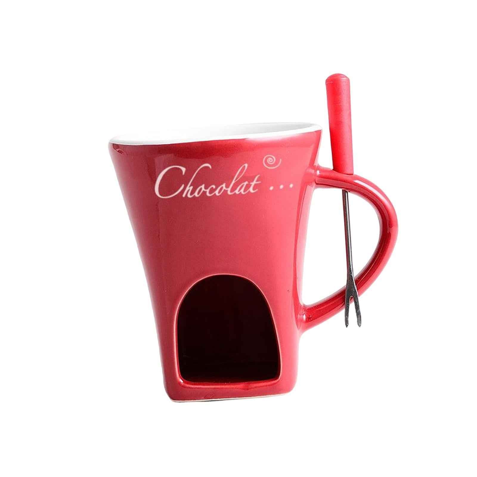 Fondue Mug Coffee Cup Anniversary Home Melting Mug Butter Warmer Tapas 130ml red