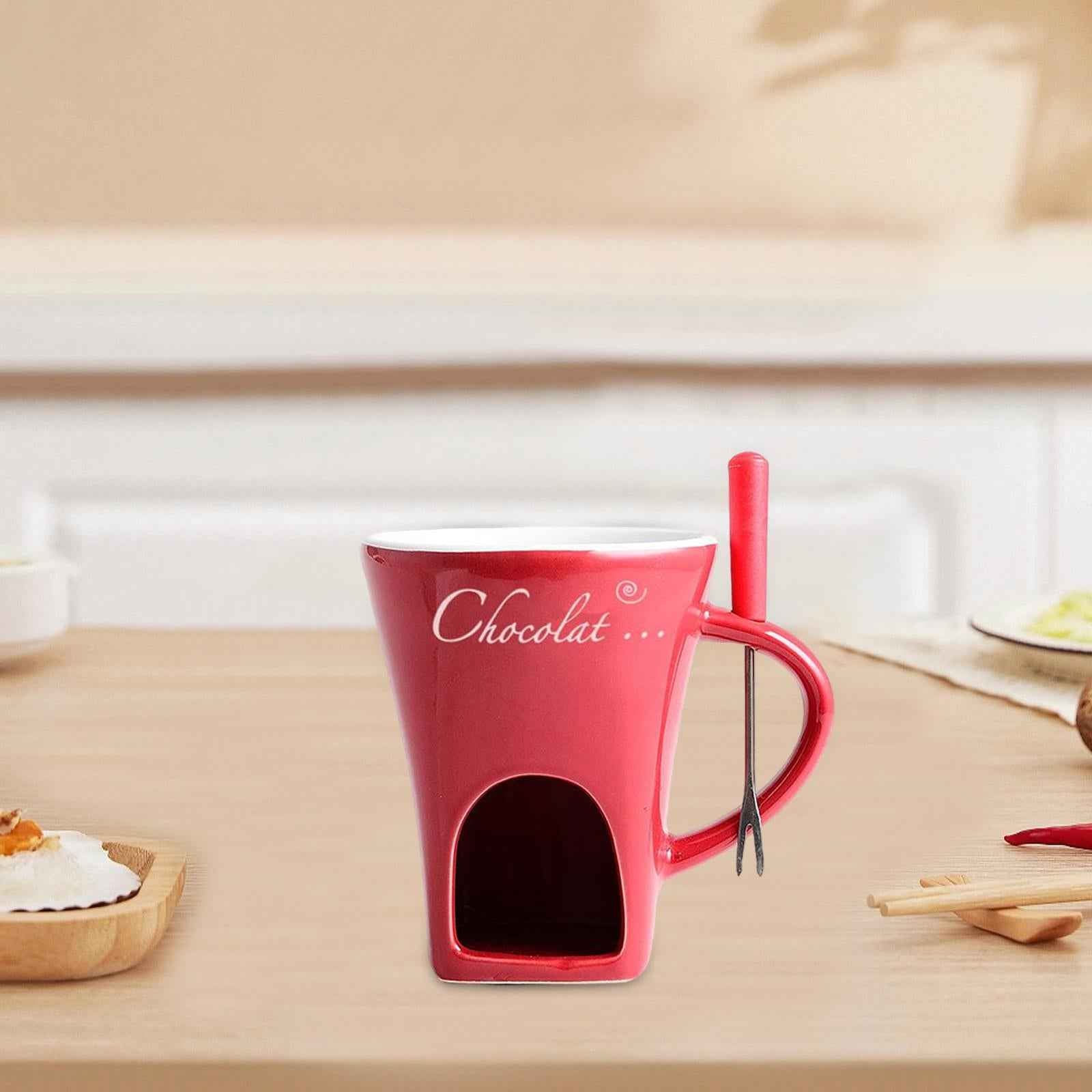 Fondue Mug Coffee Cup Anniversary Home Melting Mug Butter Warmer Tapas 130ml red