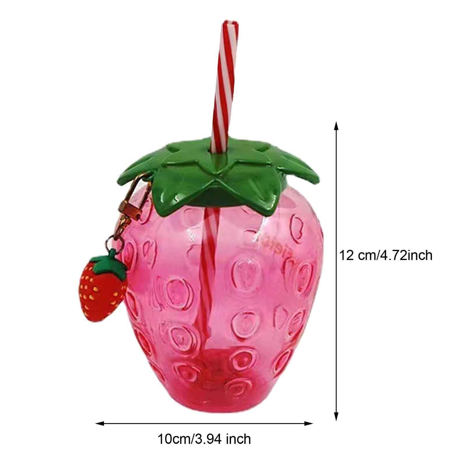 10x Strawberry Sippy Cup with Straw for Kids for Hawaiian Household Birthday Pink Keychain