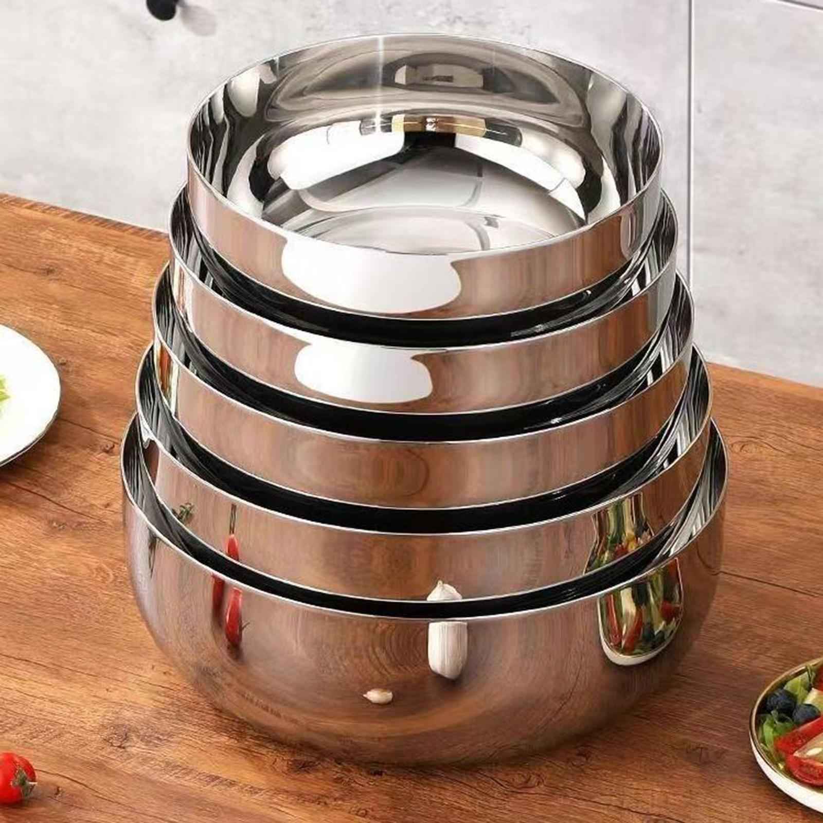 Stainless Steel Basin with Lid Dinner Buffet Server Basin for Fruits Storing 24CM