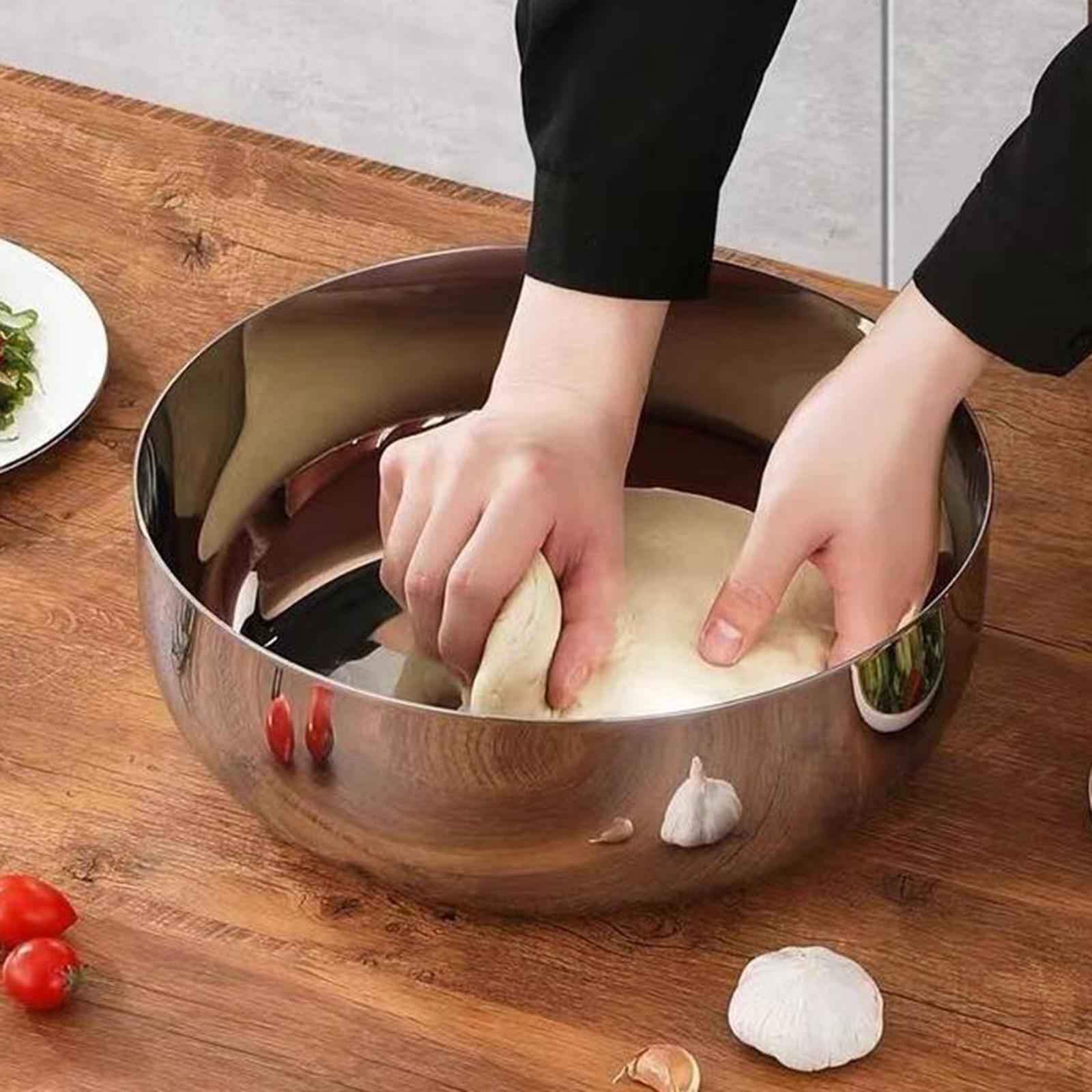Stainless Steel Basin with Lid Dinner Buffet Server Basin for Fruits Storing 24CM