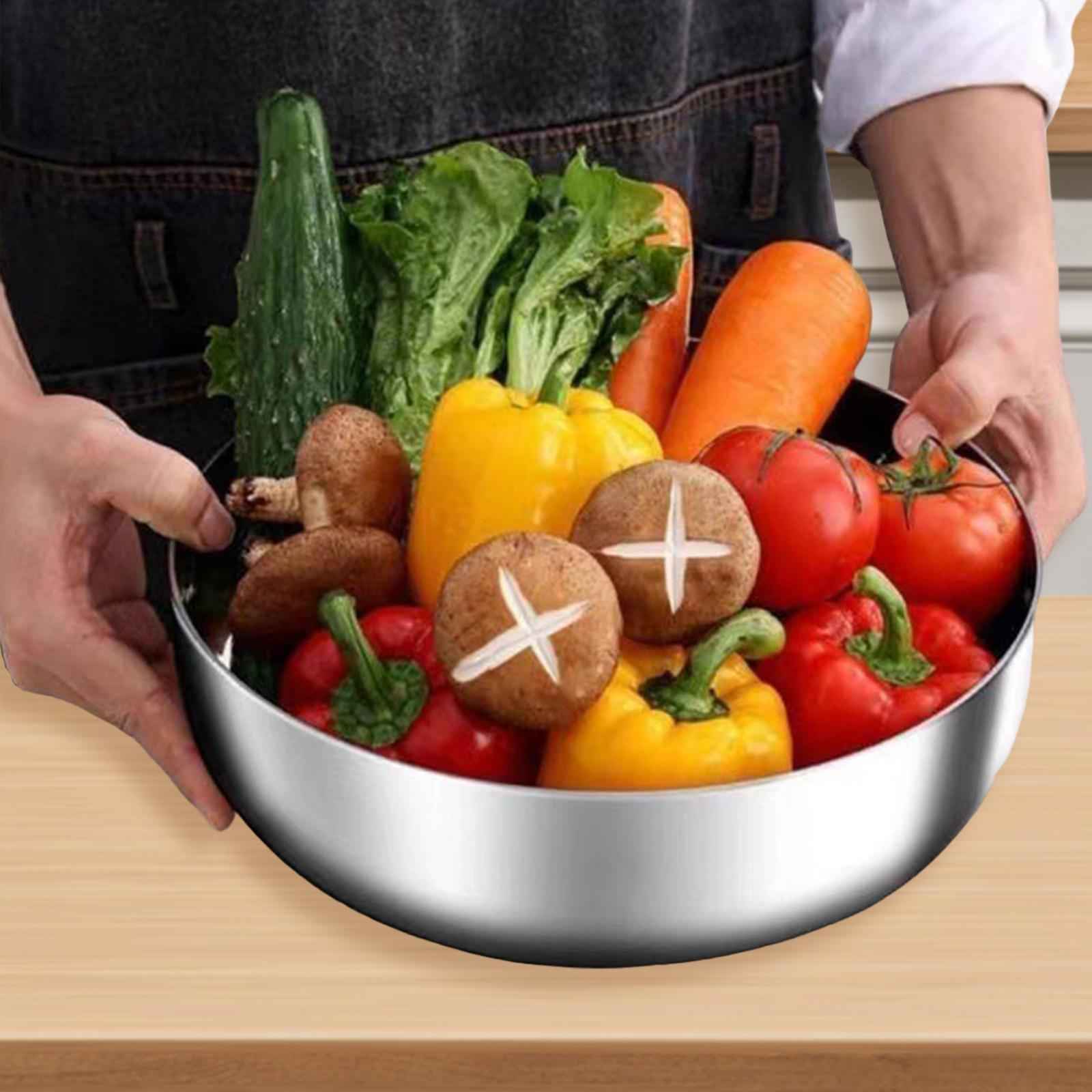 Stainless Steel Basin with Lid Dinner Buffet Server Basin for Fruits Storing 24CM