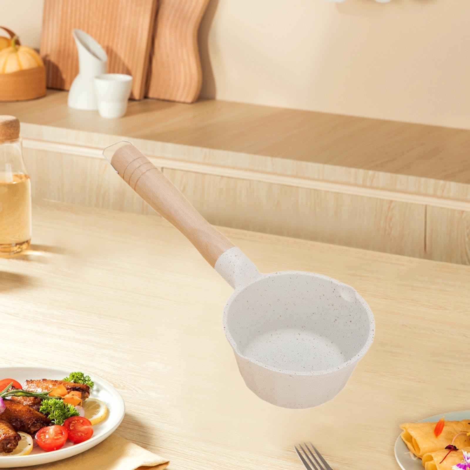 Milk Pan Porridge Pot 280ml Boiling Pot Mini Saucepan for Gas Stoves Outdoor White