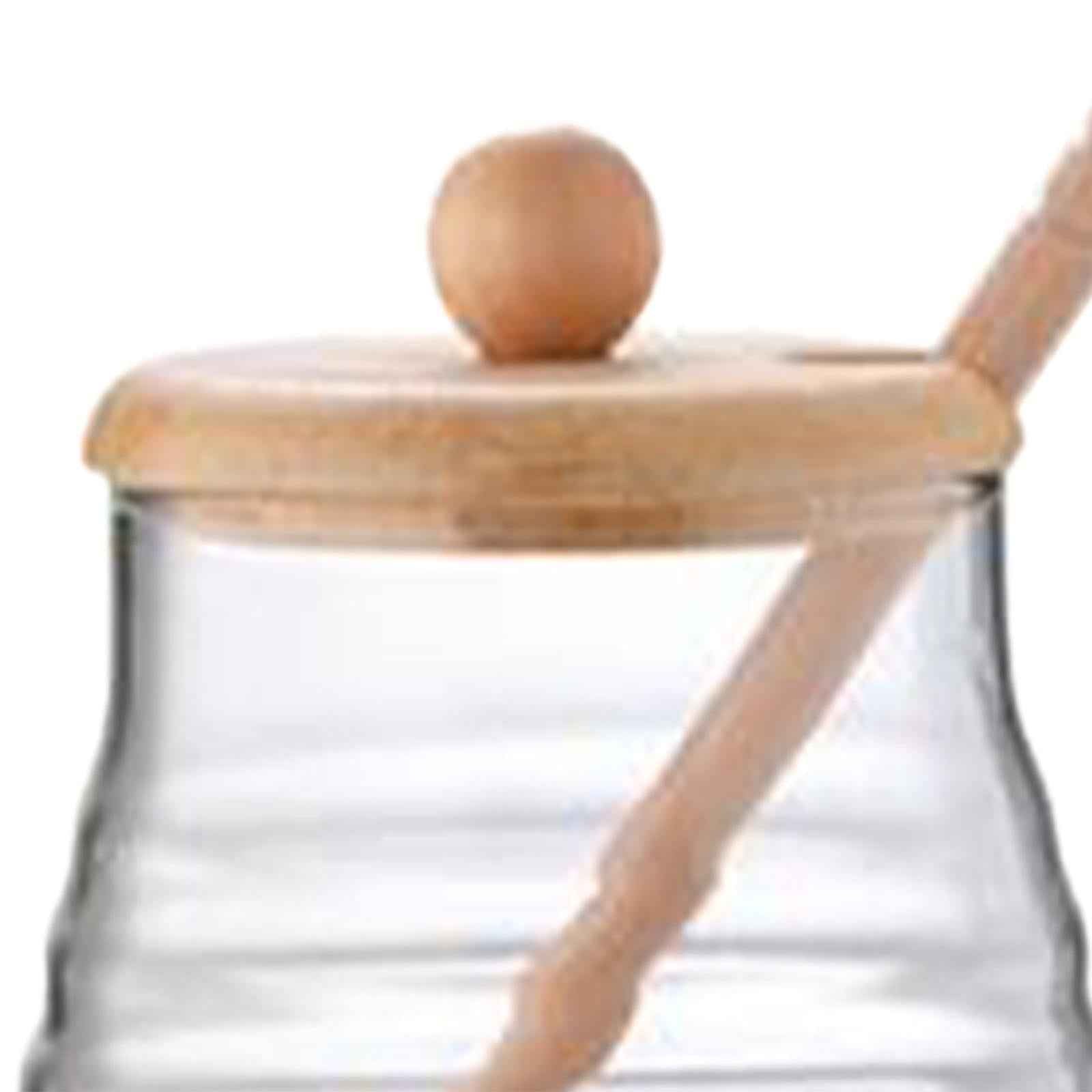 Glass Honey Dispenser Clear Honey Container for Wedding Kitchen Dining Table Round Cover 280ml