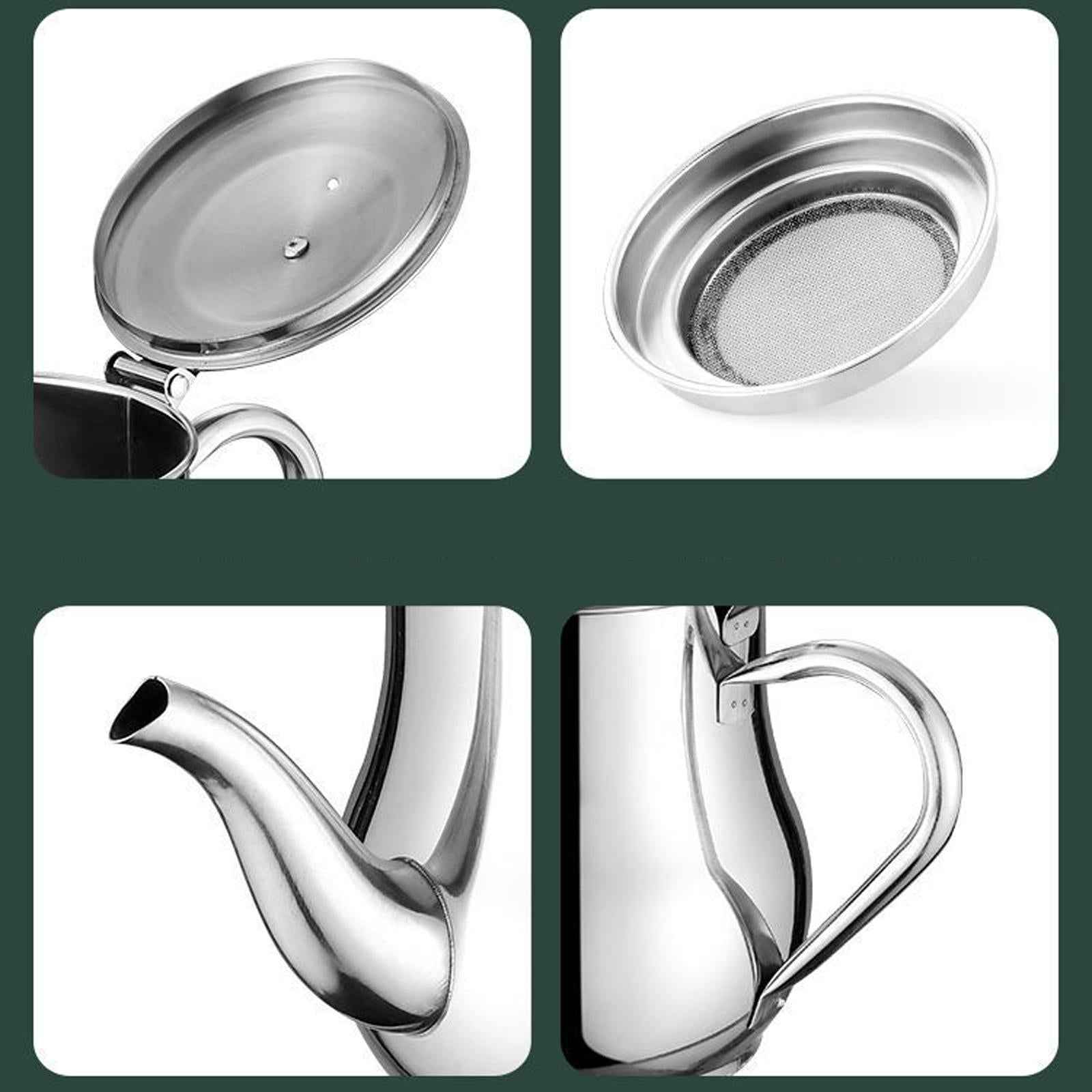 Stainless Steel Oil Filter Pot Kettle Oil Container for Home Cooking Kitchen 11oz