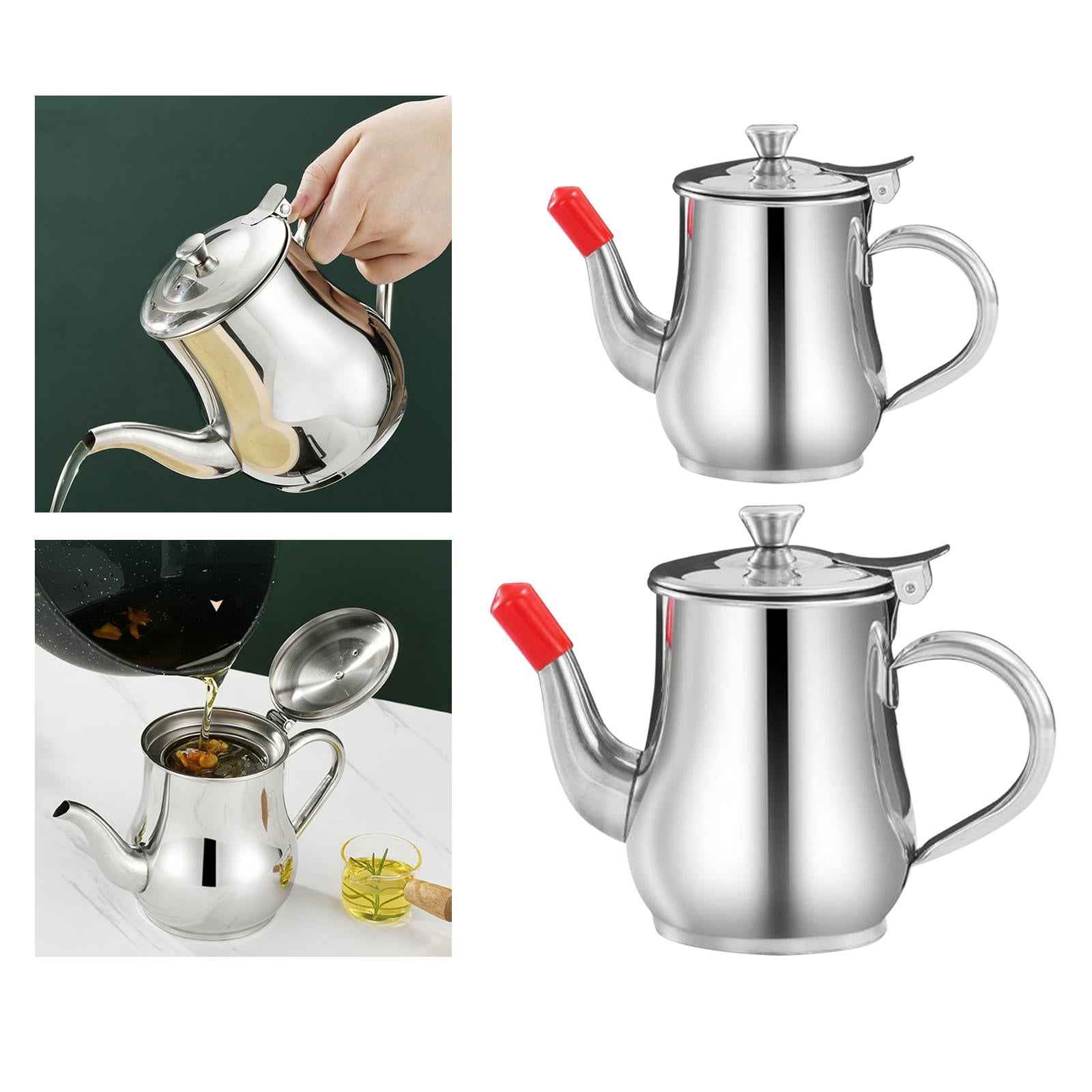 Stainless Steel Oil Filter Pot Kettle Oil Container for Home Cooking Kitchen 11oz