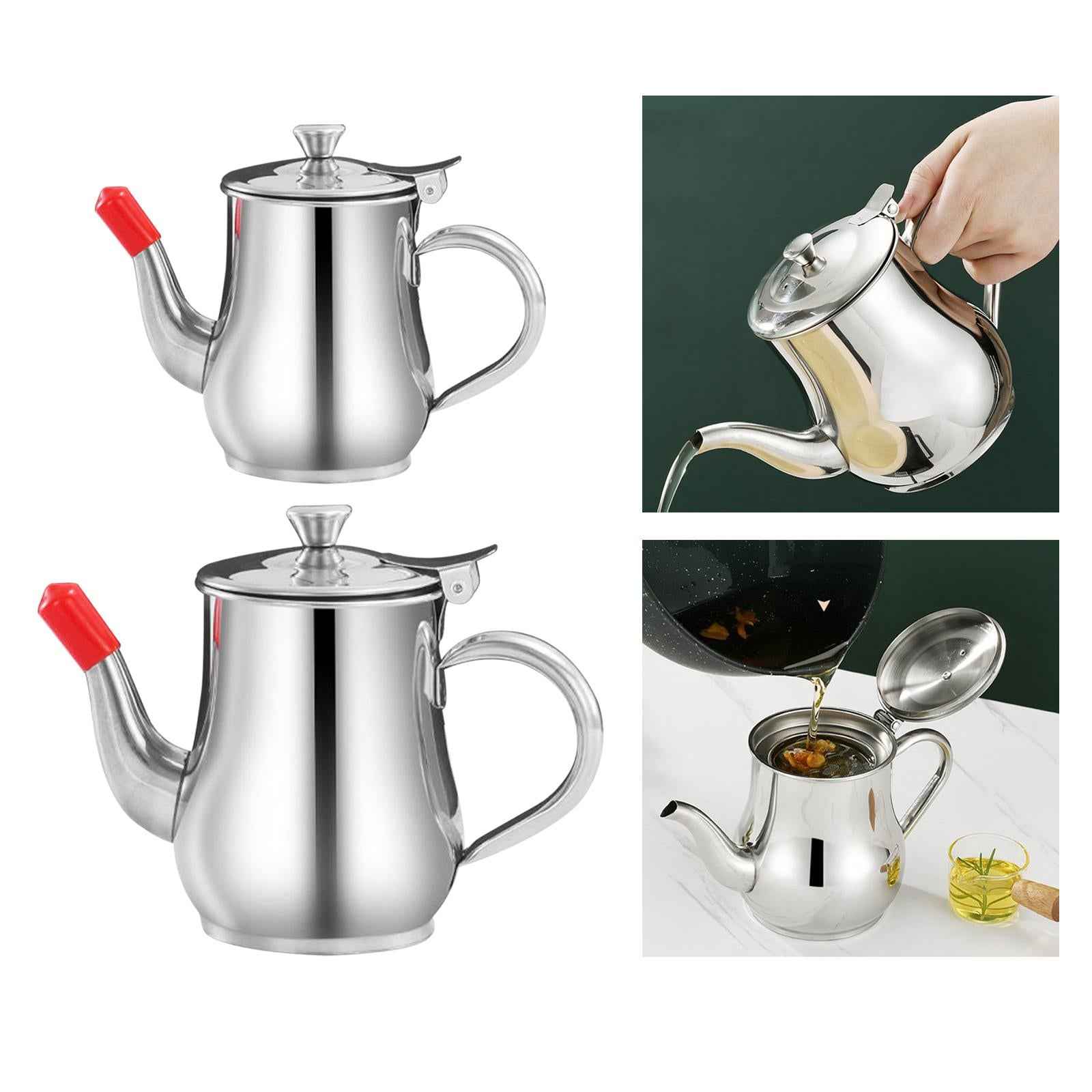 Stainless Steel Oil Filter Pot Kettle Oil Container for Home Cooking Kitchen 11oz