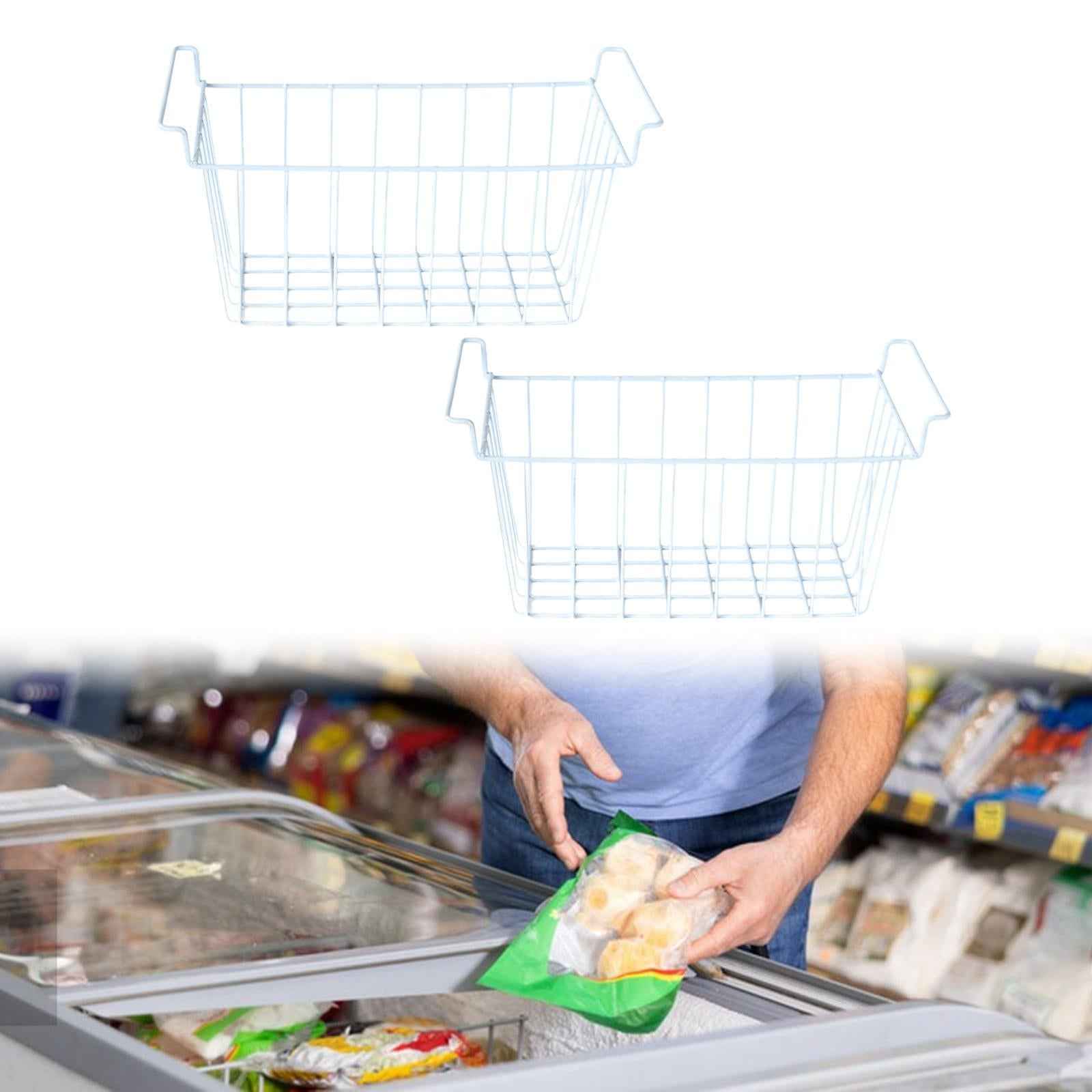 2Pcs Freezer Storage Basket Refrigerator Bin for Apartment Farmhouse Bottles 39cmx20cmx20cm