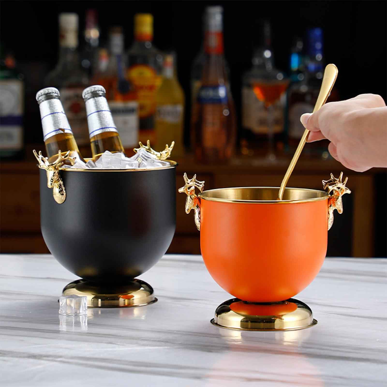 Ice Bucket Wine Bucket Reusable Large Capacity Practical for Club Home Party black