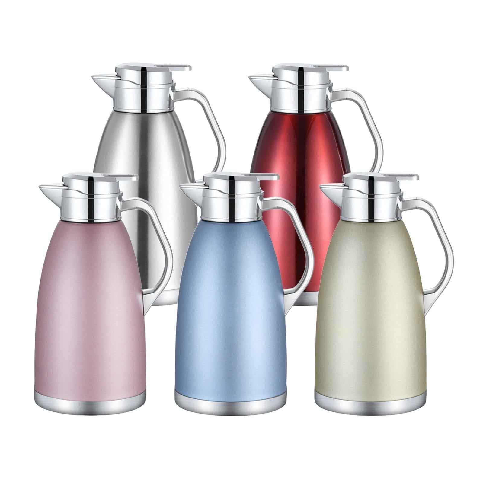 Thermal Insulated Carafes Kettle 2.3L Drink Dispenser for Office Coffee silvery