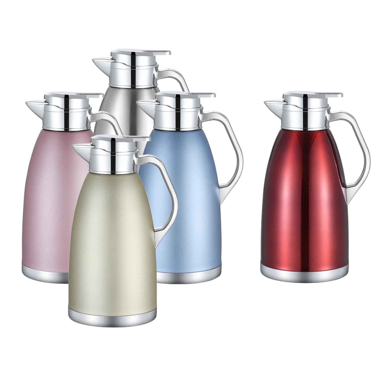 Thermal Insulated Carafes Kettle 2.3L Drink Dispenser for Office Coffee silvery