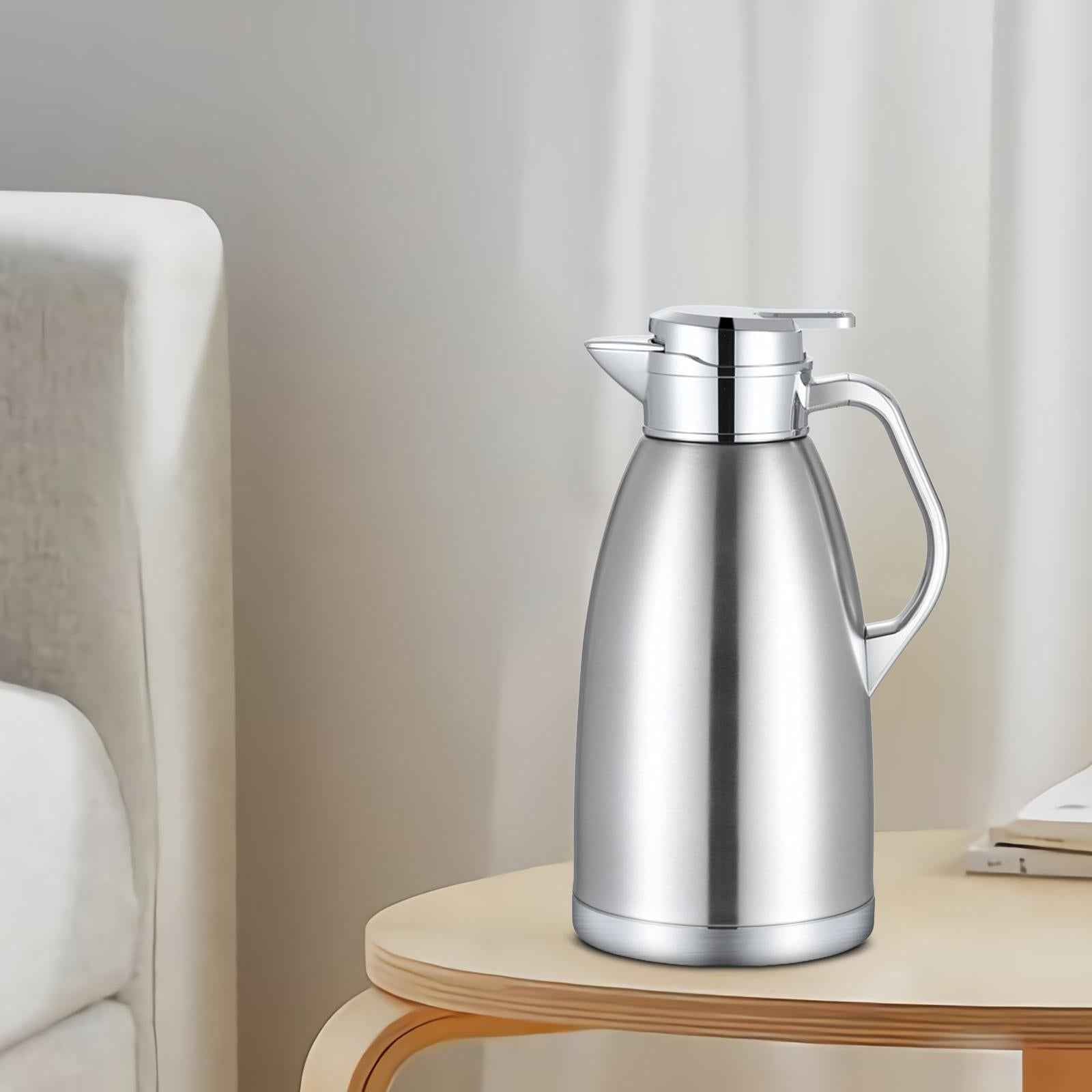 Thermal Insulated Carafes Kettle 2.3L Drink Dispenser for Office Coffee silvery
